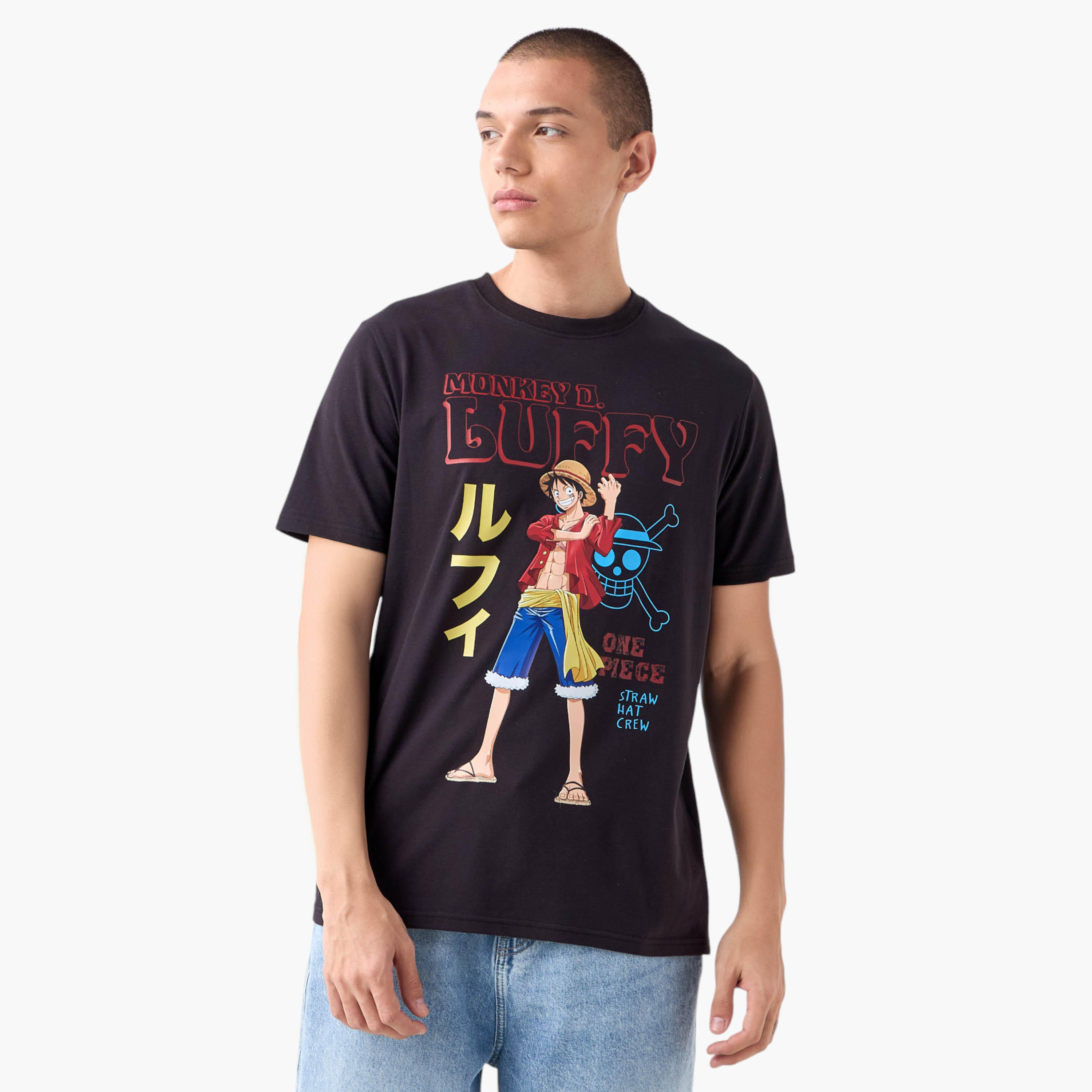 Regular Fit Luffy Print Round Neck T-shirt-men-clothing-tshirtsandpolos-tshirts-image-1