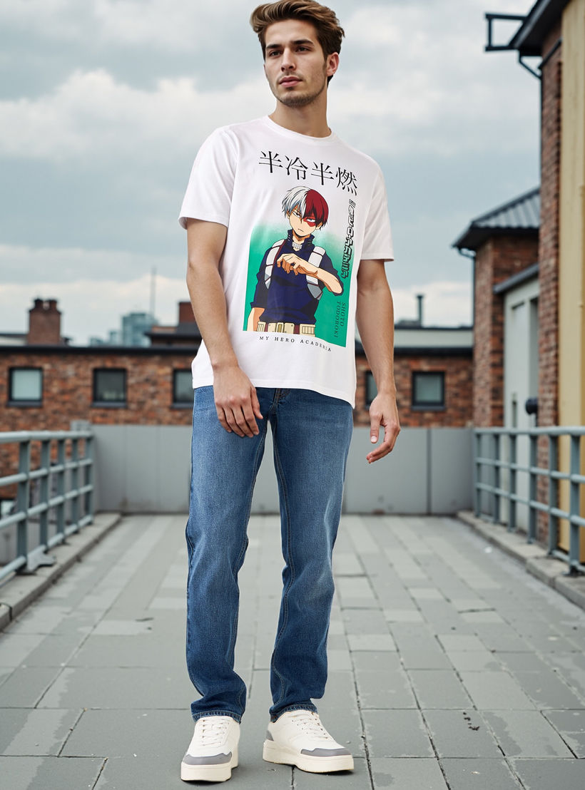 Regular Fit Shoto Todoroki Print Crew Neck T-shirt-men-clothing-tshirtsandpolos-tshirts-image-2