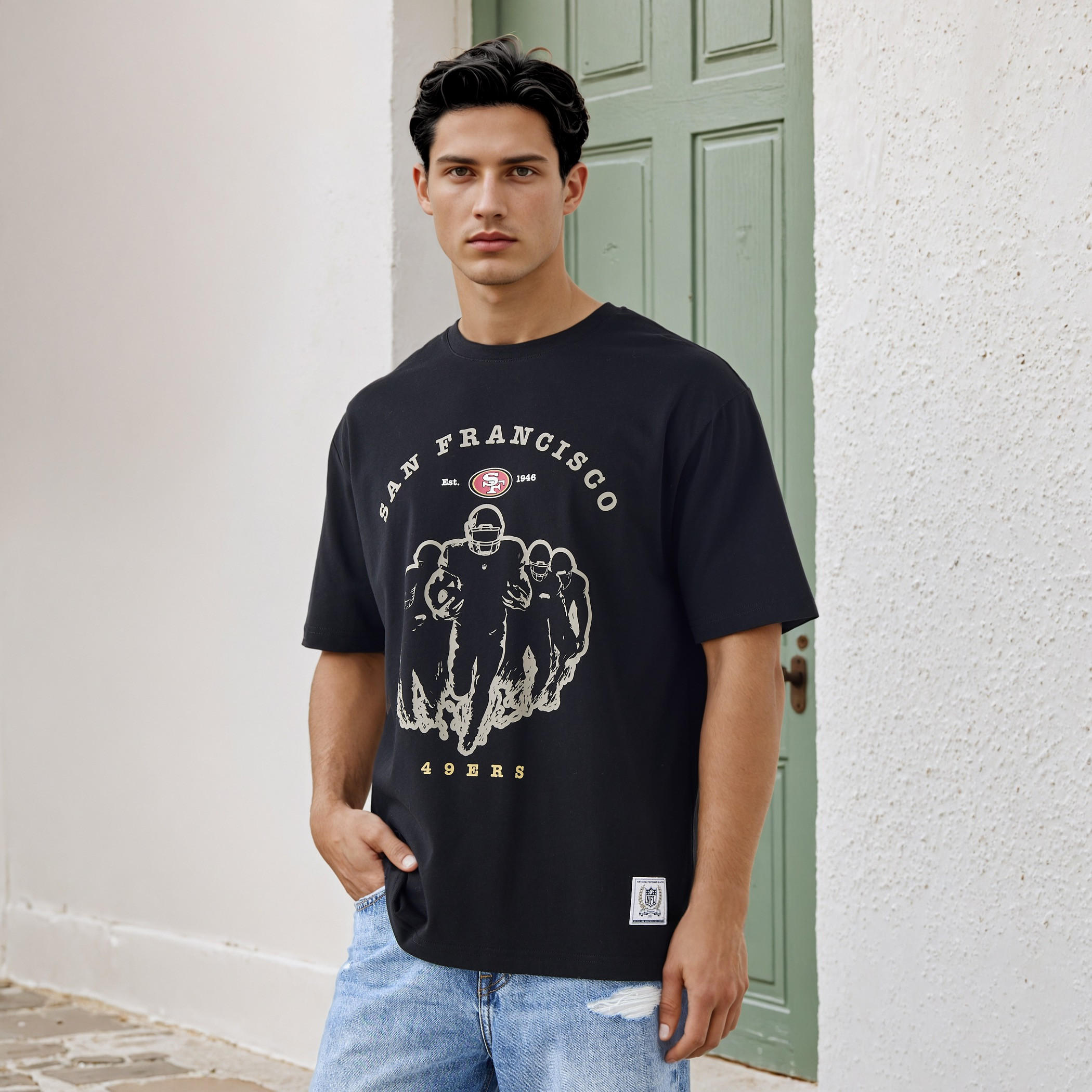 San Francisco Forty Niners NFL Men Relaxed Fit Crew Neck Short Sleeves T-shirt-men-clothing-tshirtsandpolos-tshirts-image-1