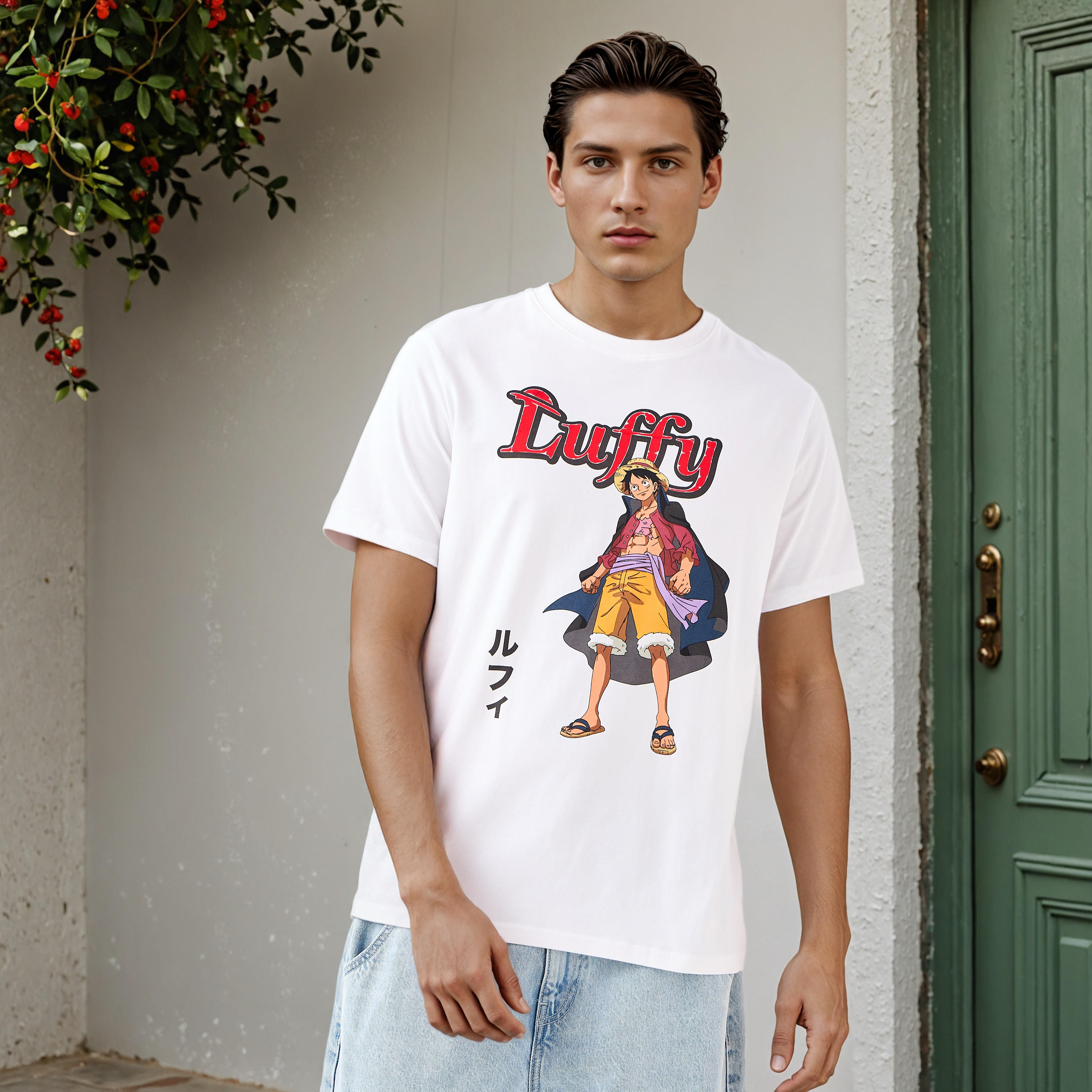 Luffy Print Regular Fit T-shirt-men-clothing-tshirtsandpolos-tshirts-image-1