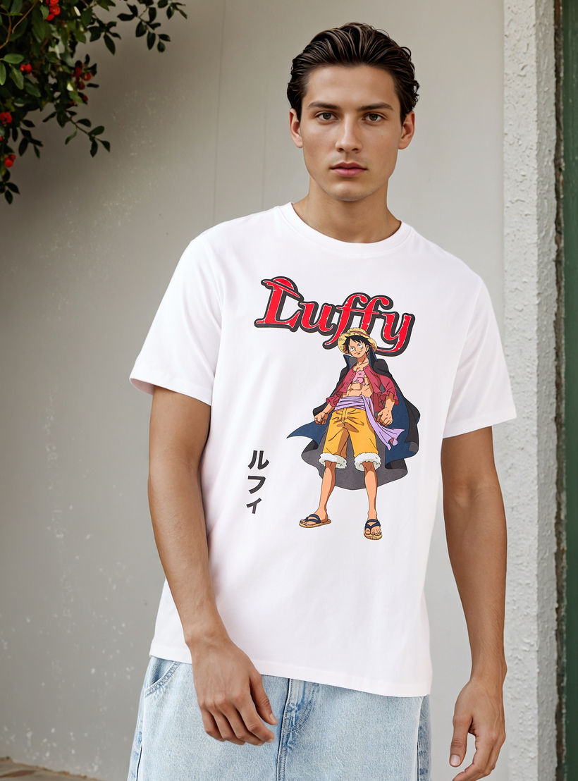 Luffy Print Regular Fit T-shirt-men-clothing-tshirtsandpolos-tshirts-image-1