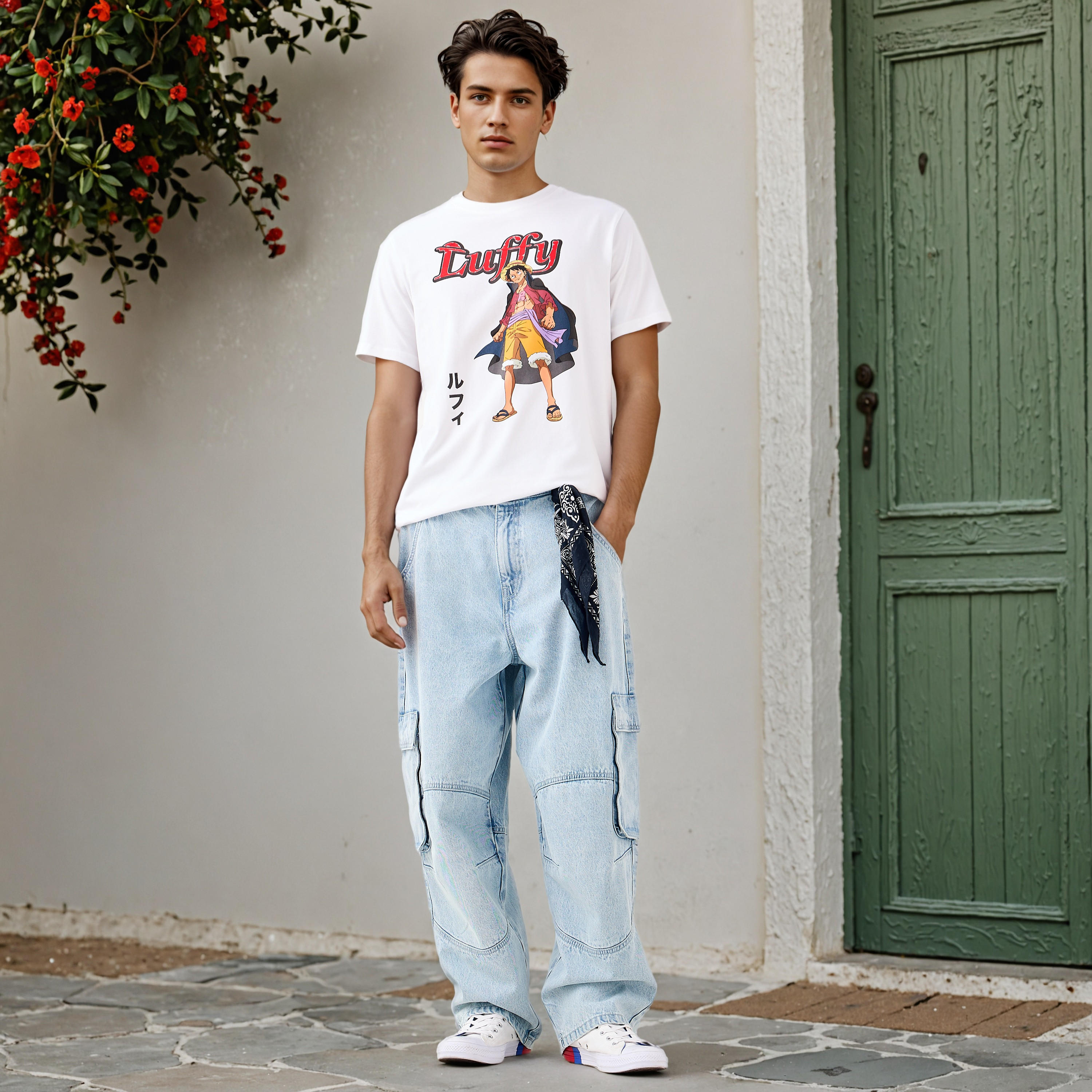 Luffy Print Regular Fit T-shirt-men-clothing-tshirtsandpolos-tshirts-image-2