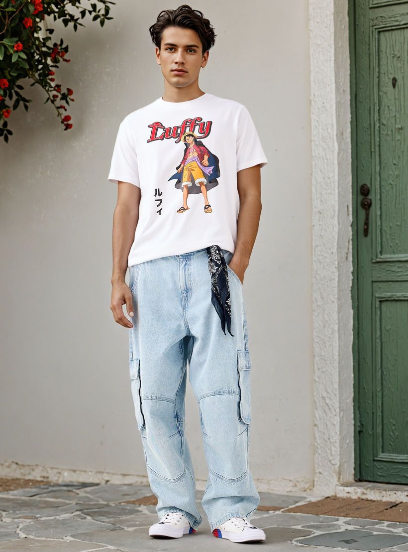 Luffy Print Regular Fit T-shirt-men-clothing-tshirtsandpolos-tshirts-image-2
