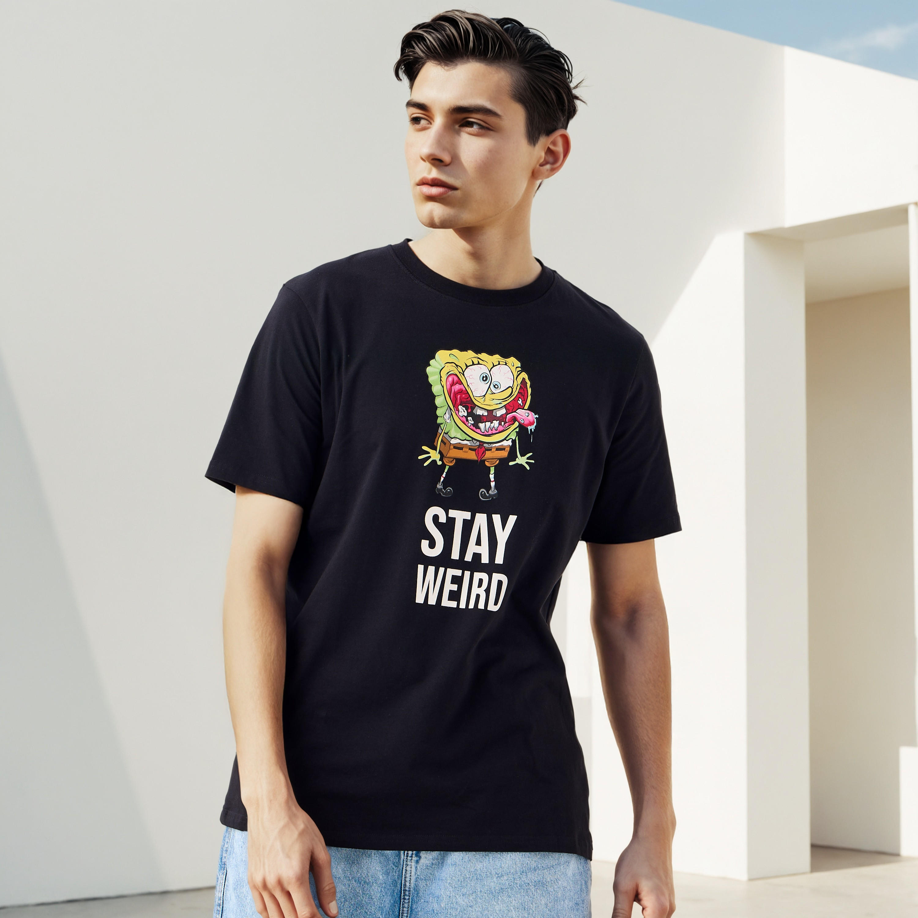 Spongebob Print Regular Fit T-Shirt-men-clothing-tshirtsandpolos-tshirts-image-1