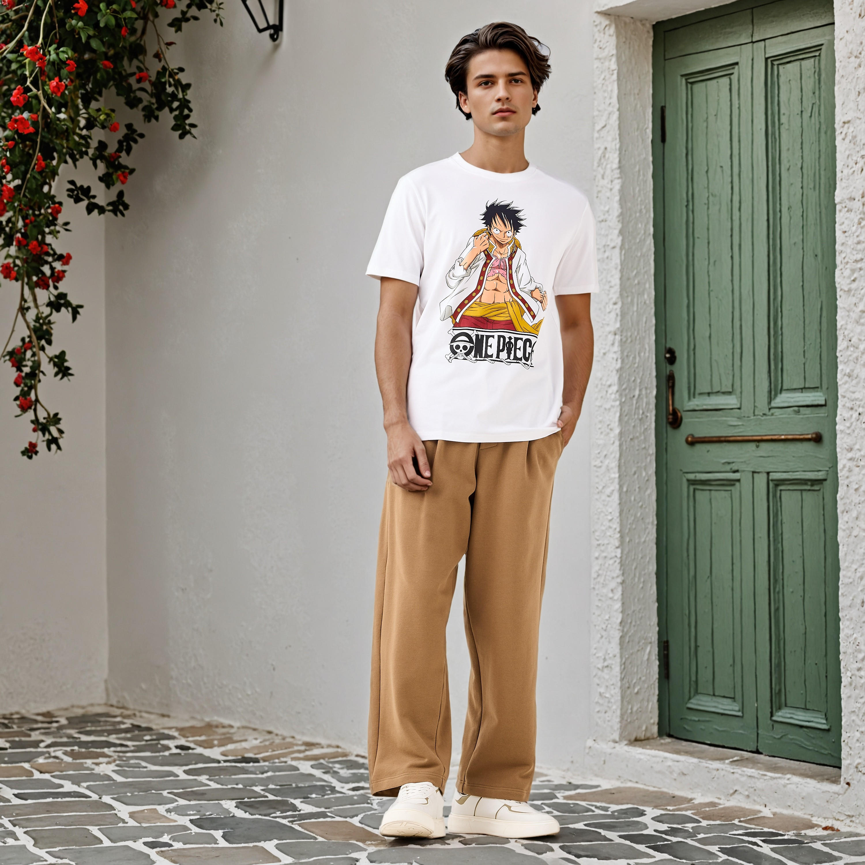 تيشيرت بقصّة عادية وطبعات ون بيس-men-clothing-tshirtsandpolos-tshirts-image-4