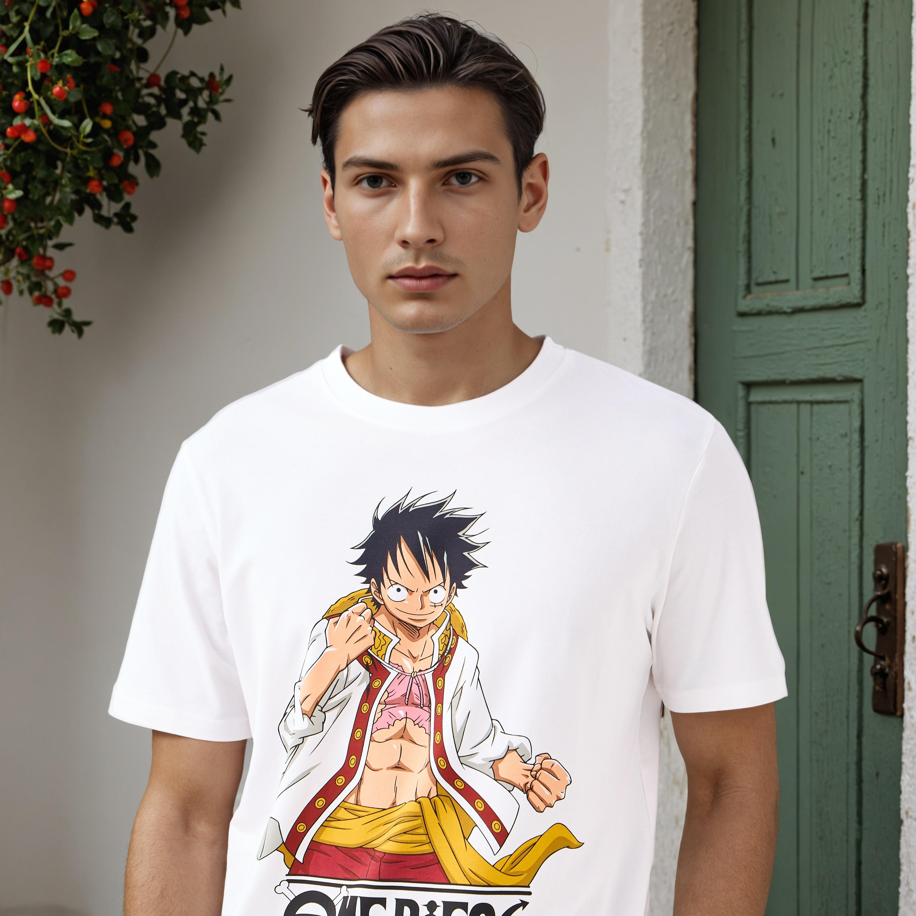تيشيرت بقصّة عادية وطبعات ون بيس-men-clothing-tshirtsandpolos-tshirts-image-2