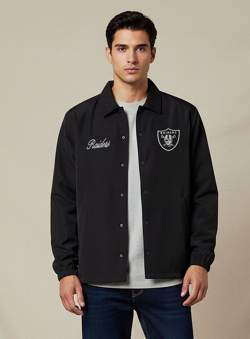 Men Relaxed Fit Raiders Logo Embroidered Coach Jacket-men-clothing-jacketsandblazers-jackets-image-1