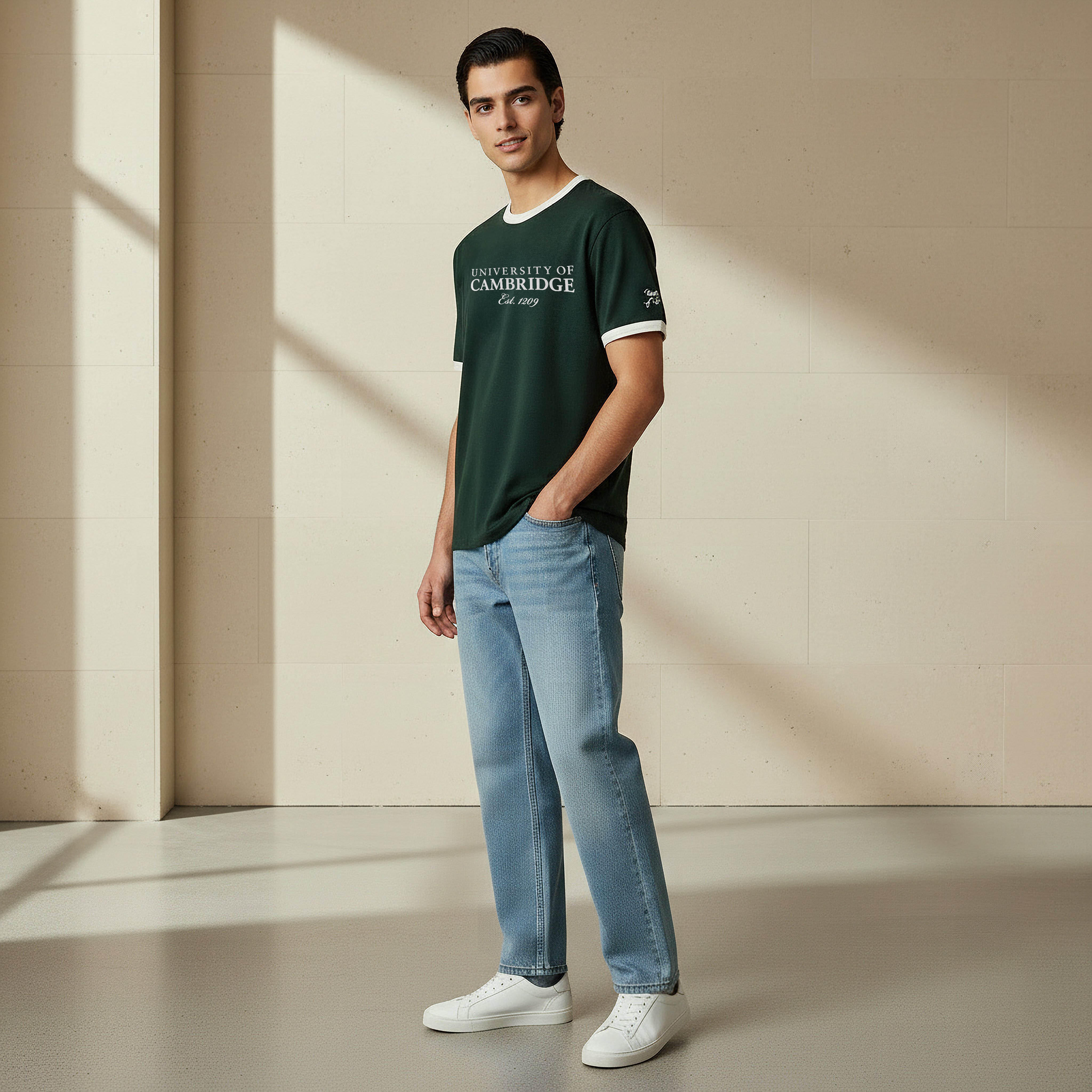 Cambridge University Men Relaxed Fit Crew Neck Short Sleeves Ringer T-shirt-men-clothing-tshirtsandpolos-tshirts-image-2