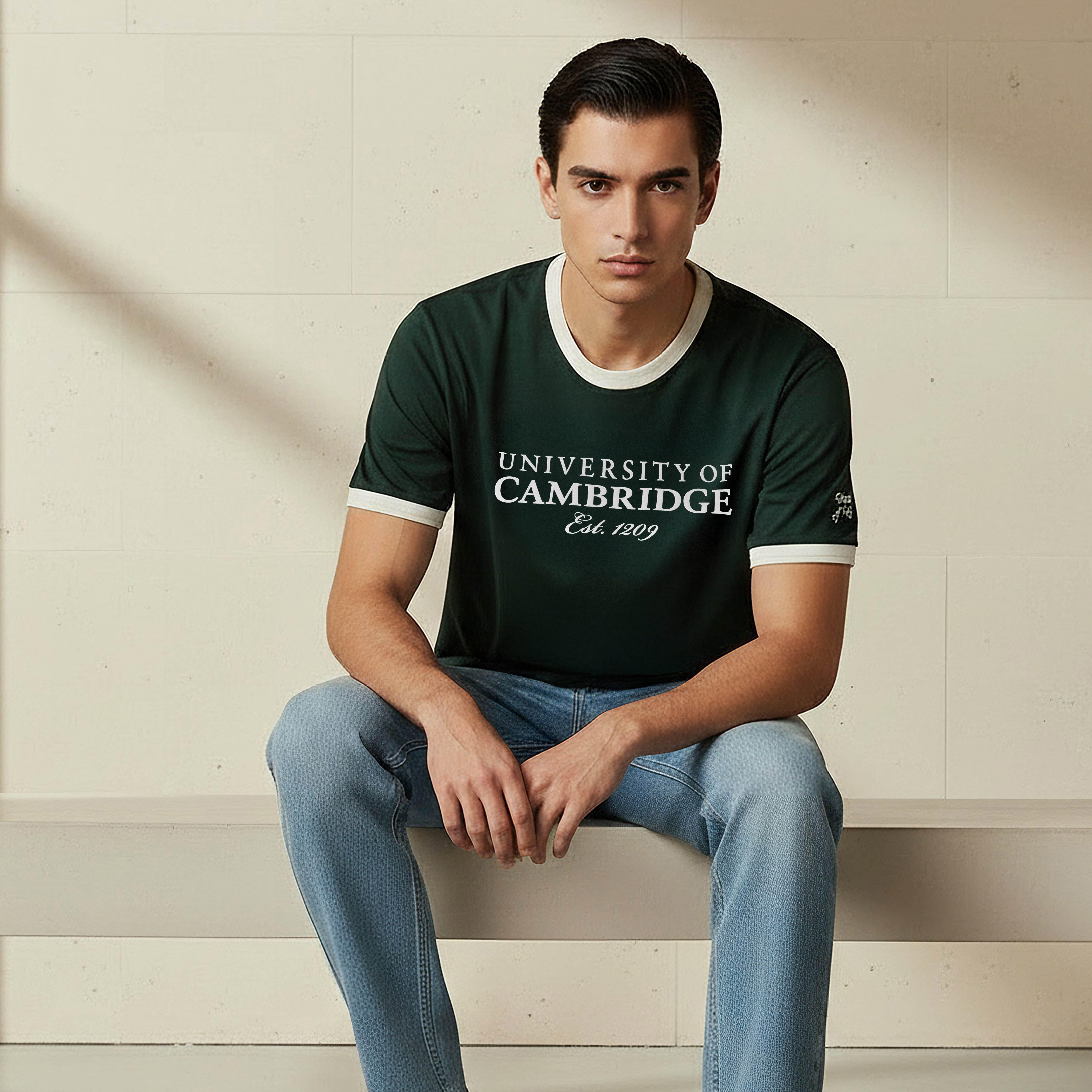 Cambridge University Men Relaxed Fit Crew Neck Short Sleeves Ringer T-shirt-men-clothing-tshirtsandpolos-tshirts-image-5