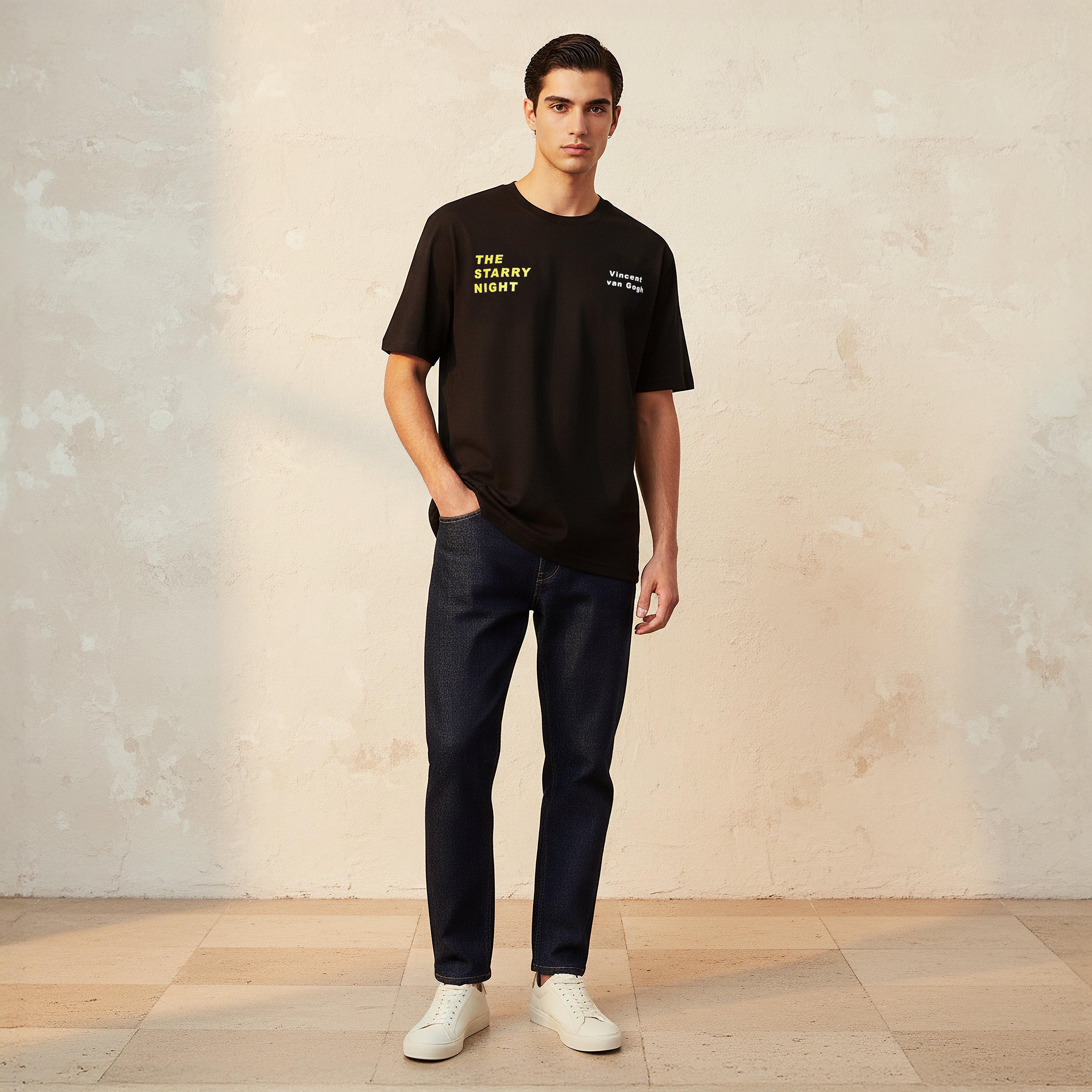 تيشيرت رجالي بطبعات فينسنت فان جوخ وياقة ضيقة وأكمام قصيرة-men-clothing-tshirtsandpolos-tshirts-image-3