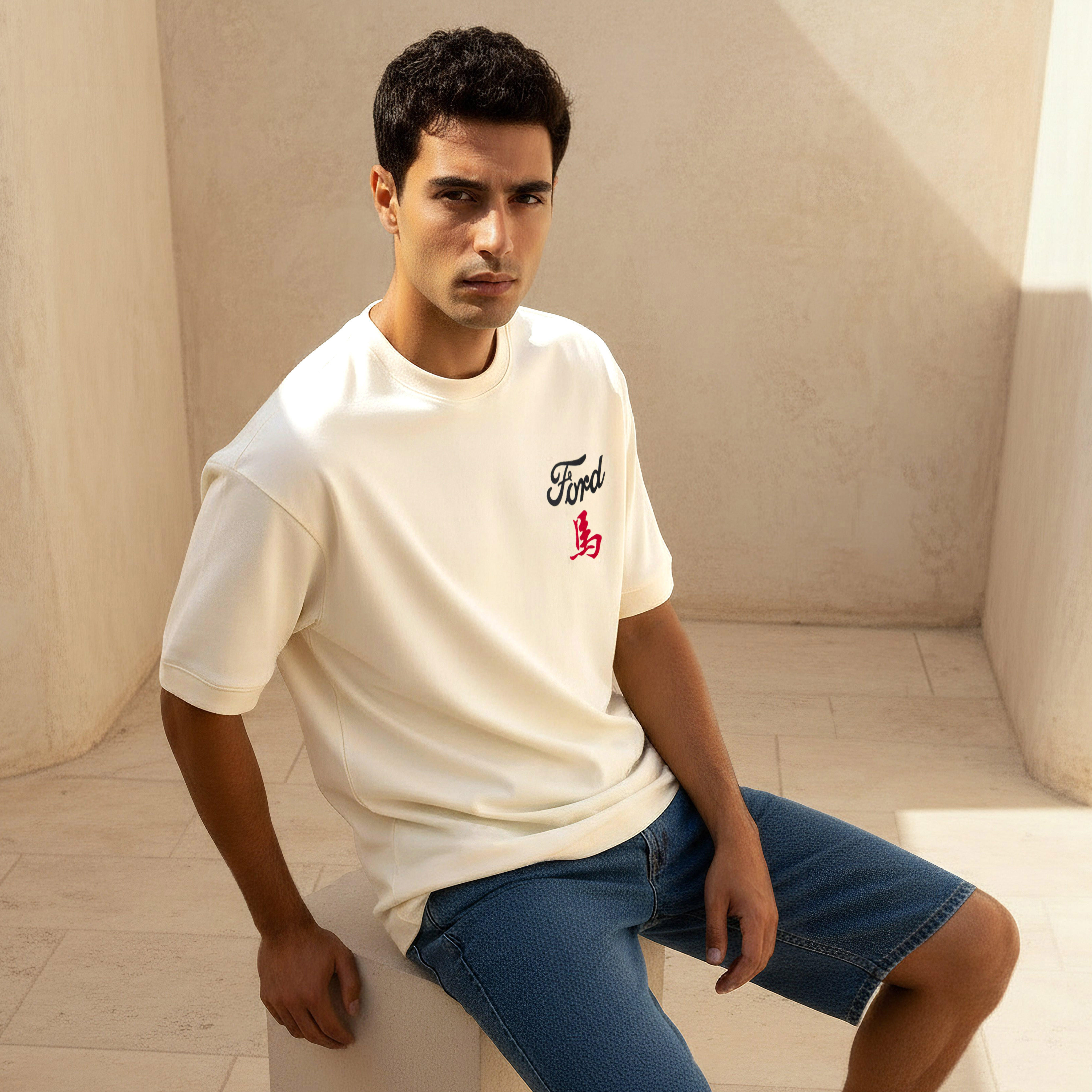 Men Regular Fit Crew Neck Short Sleeve Ford Print T-shirt-men-clothing-tshirtsandpolos-tshirts-image-1