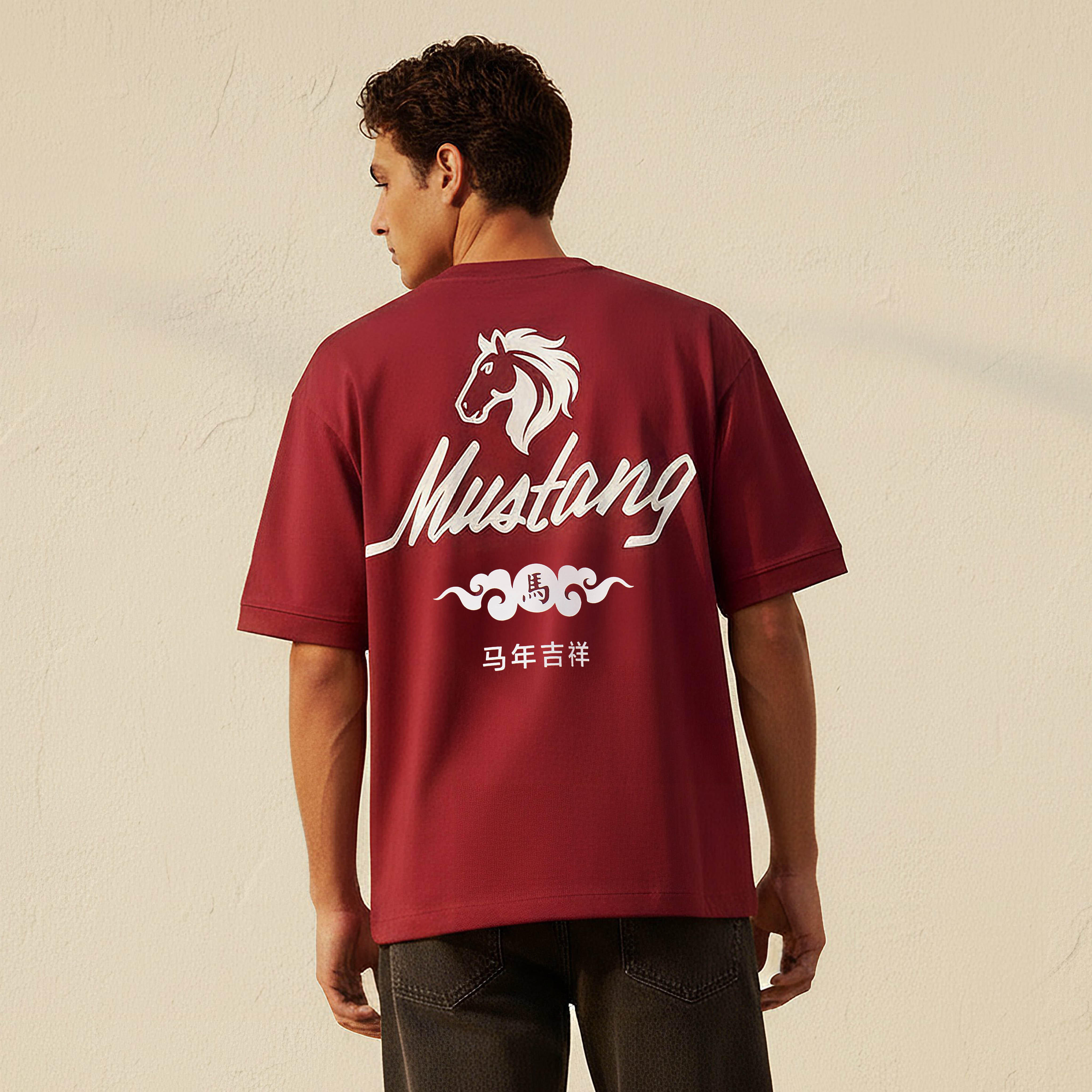 Men Regular Fit Crew Neck Short Sleeve Mustang Print T-shirt-men-clothing-tshirtsandpolos-tshirts-image-4