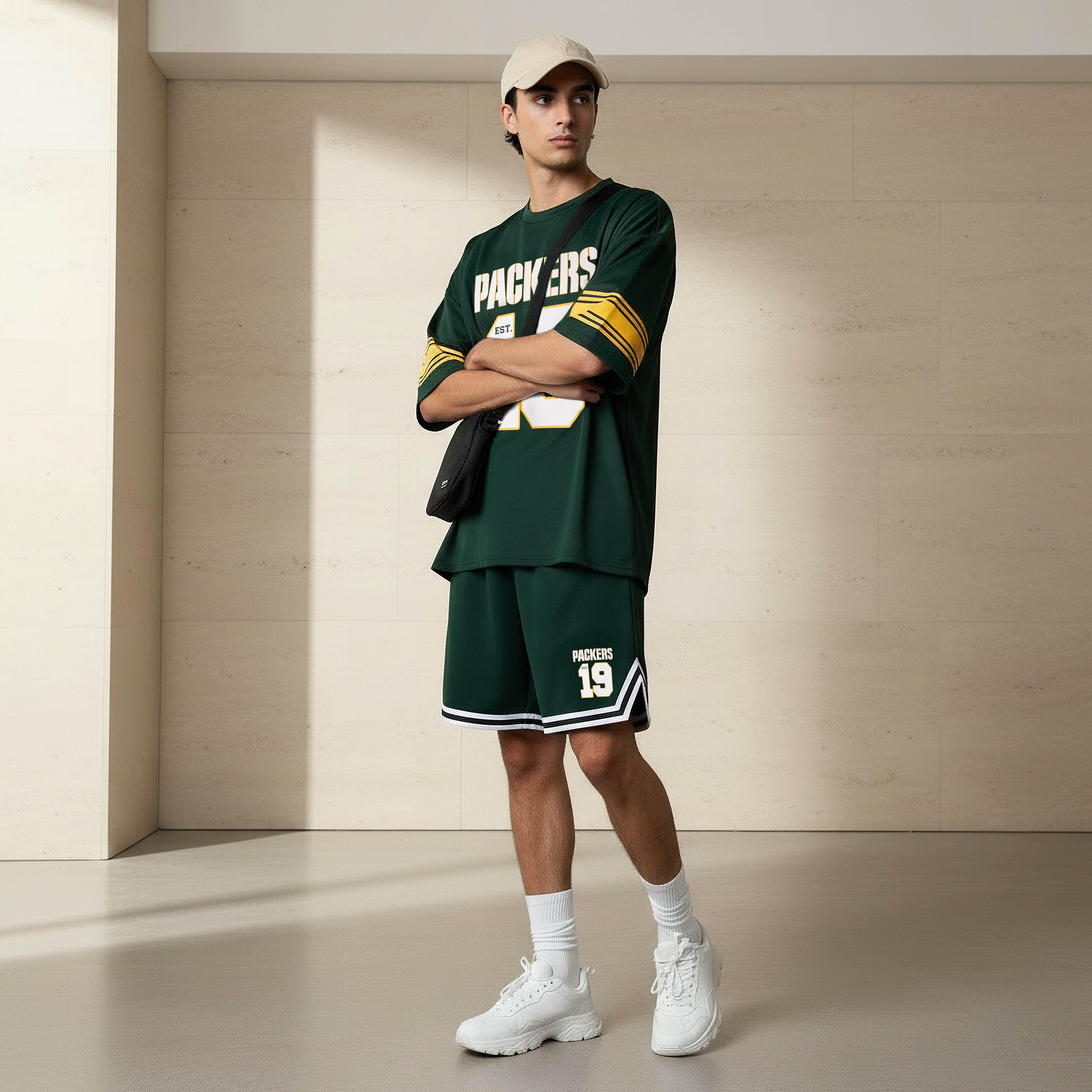 تيشيرت بقصة مريحة وياقة مستديرة وأكمام قصيرة وطبعات للرجال-men-clothing-coordsets-image-3