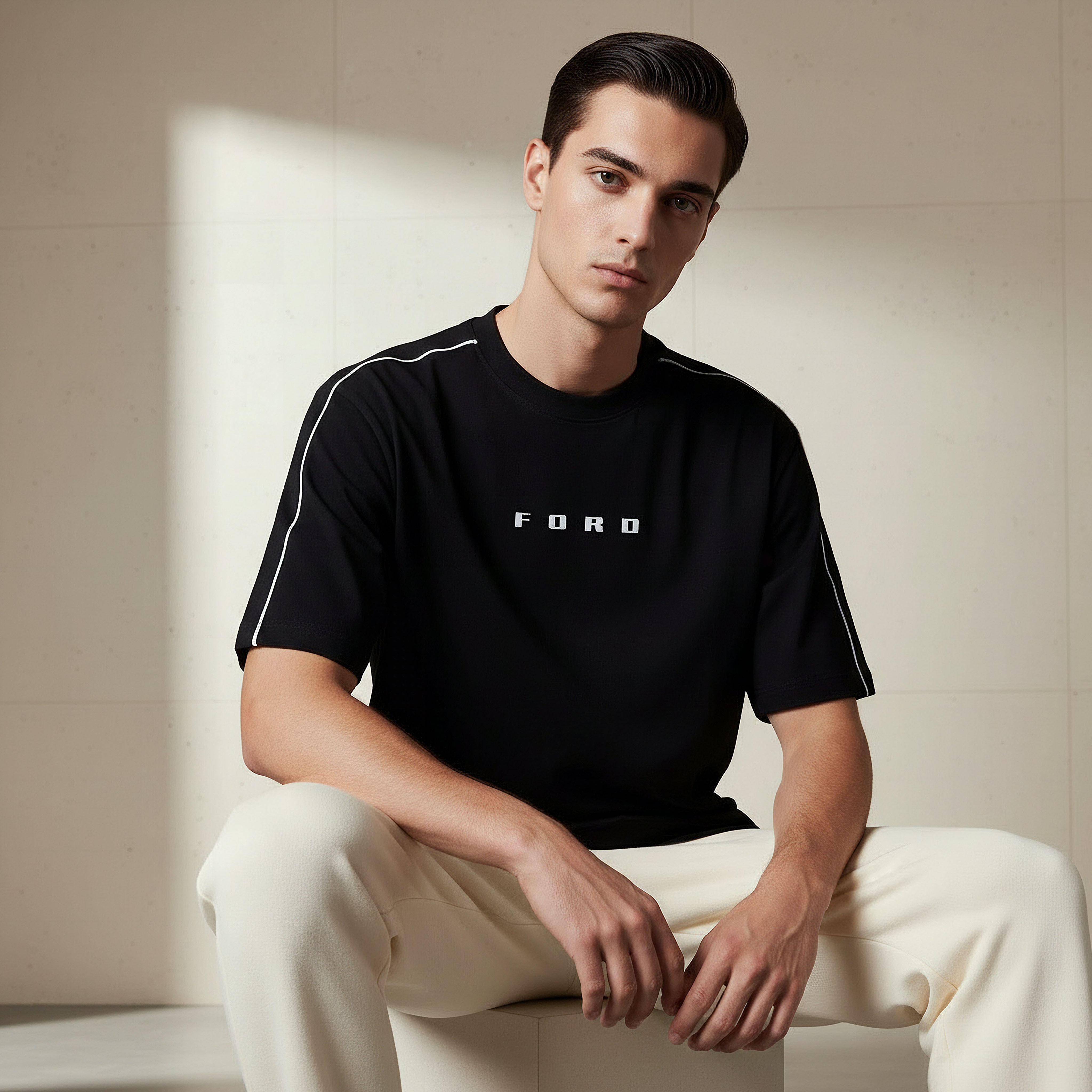Men Regular Fit Crew Neck Short Sleeves Ford Print T-shirt-men-clothing-tshirtsandpolos-tshirts-image-1