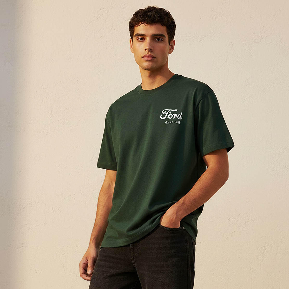 Ford Mustang Regular Fit Crew Neck Short Sleeves Printed T-shirt-men-clothing-tshirtsandpolos-tshirts-image-1