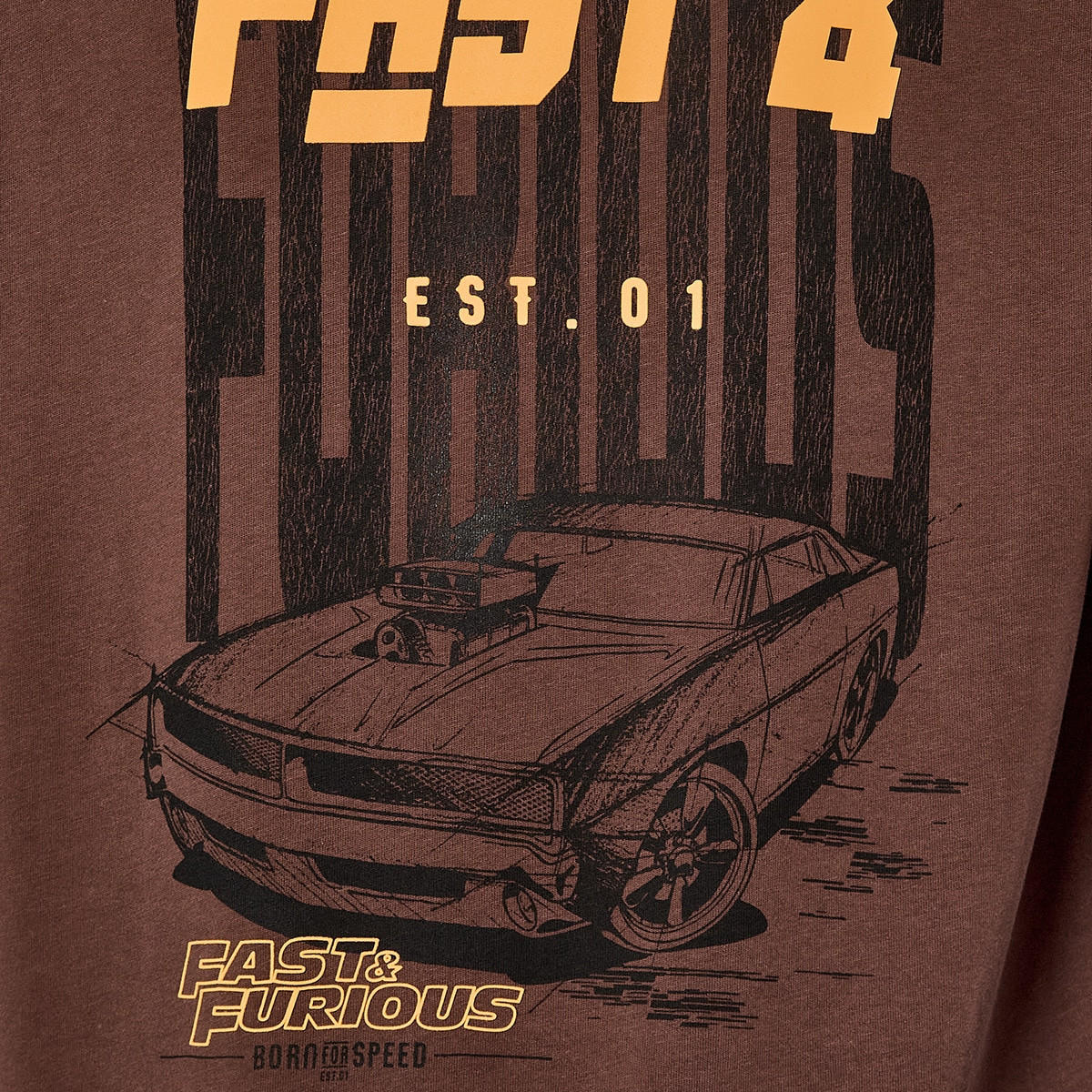 تيشيرت بطبعات وقصة عادية وياقة ضيقة وأكمام قصيرة من فاست آند فيوريوس-men-clothing-tshirtsandpolos-tshirts-image-2