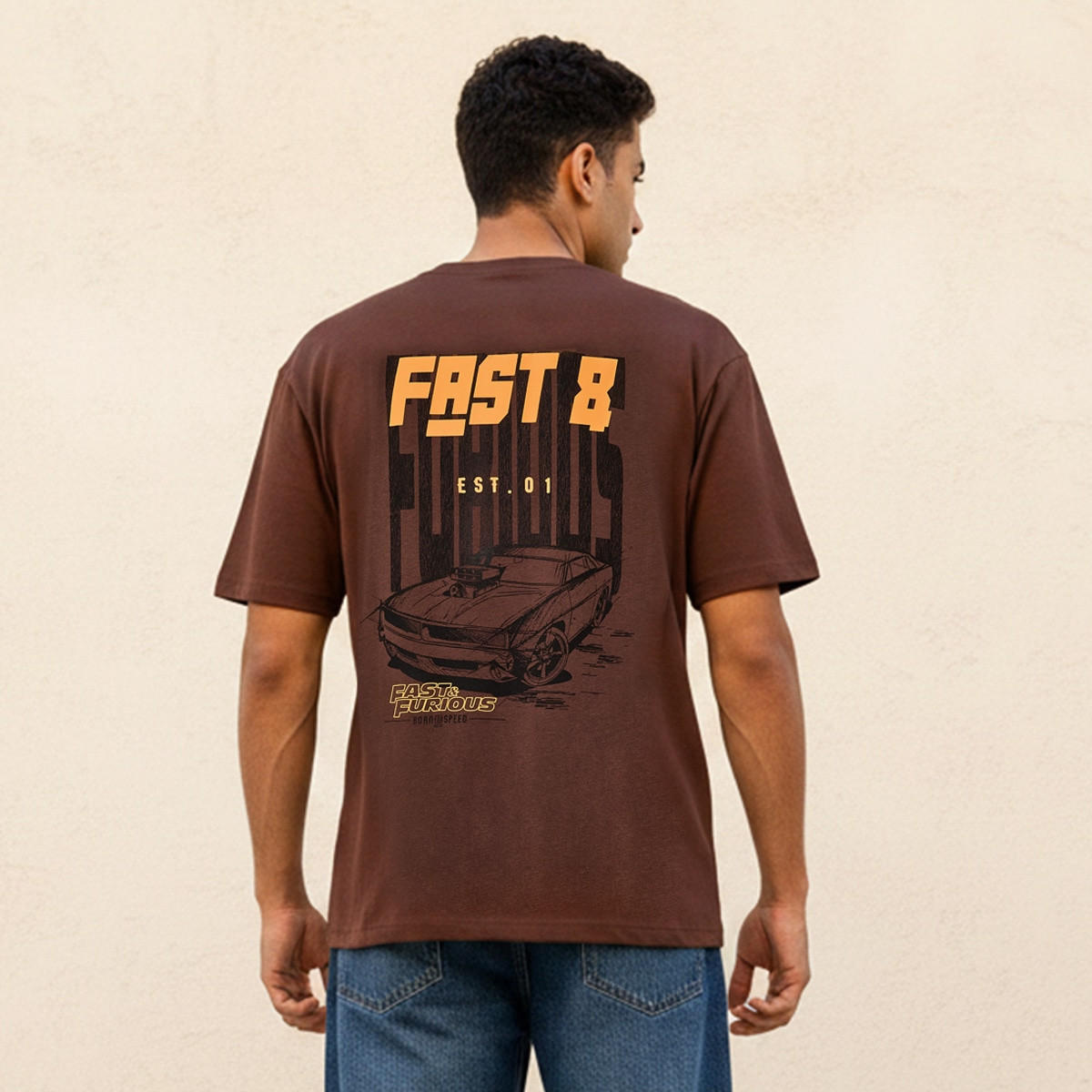 تيشيرت بطبعات وقصة عادية وياقة ضيقة وأكمام قصيرة من فاست آند فيوريوس-men-clothing-tshirtsandpolos-tshirts-image-4