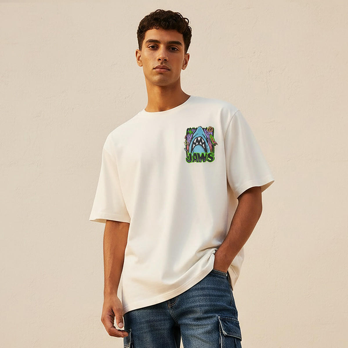 Jaws Men Regular Fit Crew Neck Short Sleeve T-shirt-men-clothing-tshirtsandpolos-tshirts-image-1