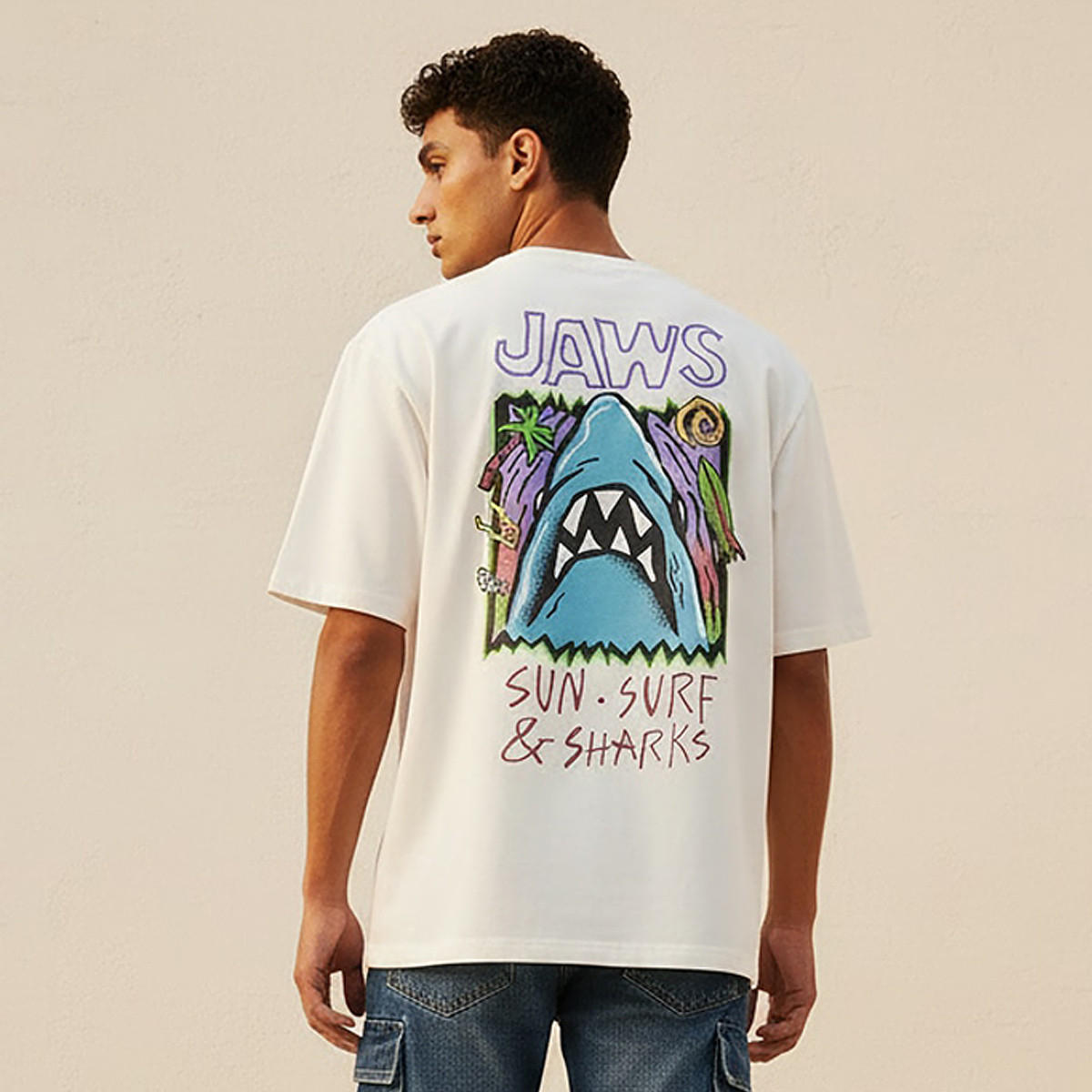 Jaws Men Regular Fit Crew Neck Short Sleeve T-shirt-men-clothing-tshirtsandpolos-tshirts-image-4
