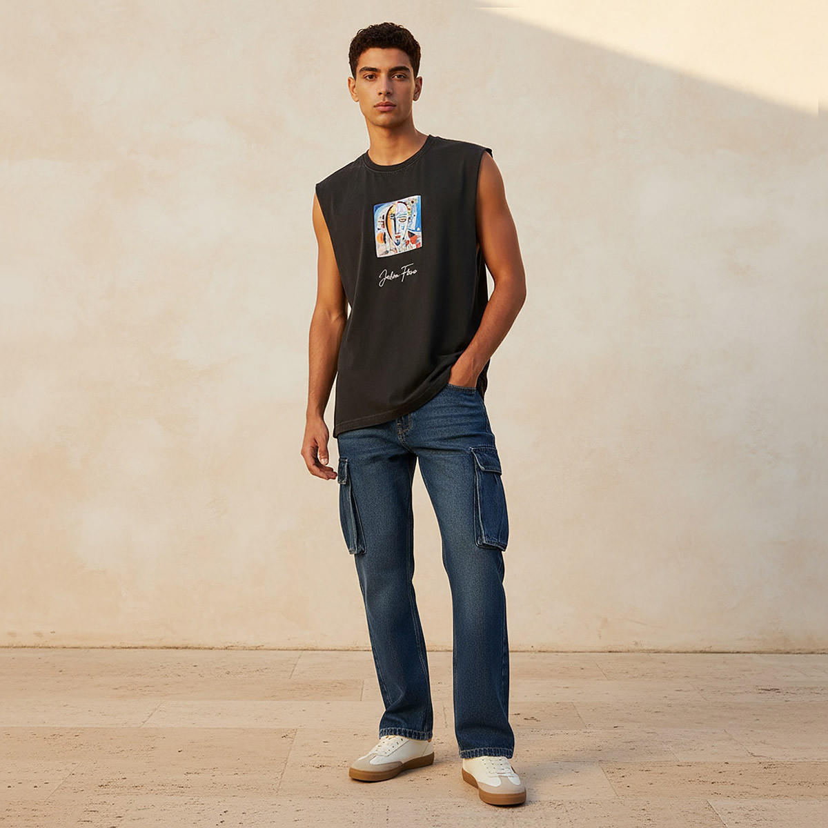 Men Round Neck Sleeveless Jackson Flavio Print T-shirt-men-clothing-tshirtsandpolos-tshirts-image-3