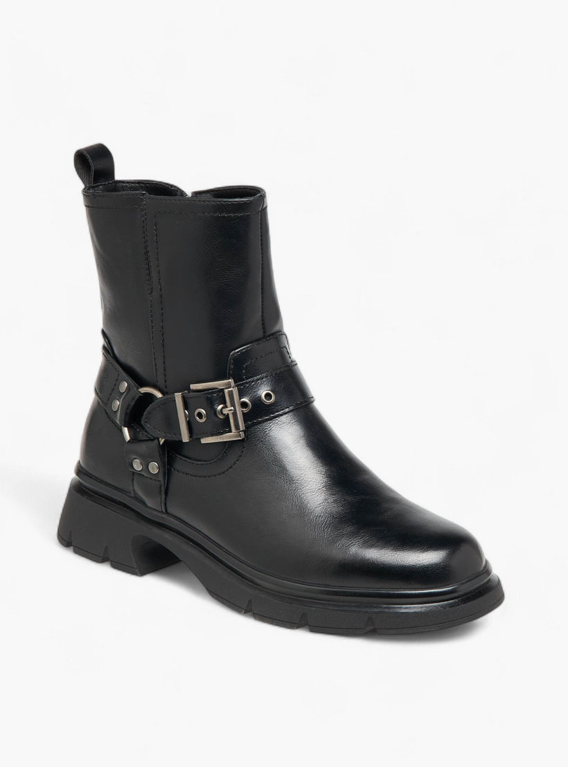 Celeste Women's Buckle Accent Ankle Boots with Block Heels and Zip Closure-women-shoes-boots-image-2