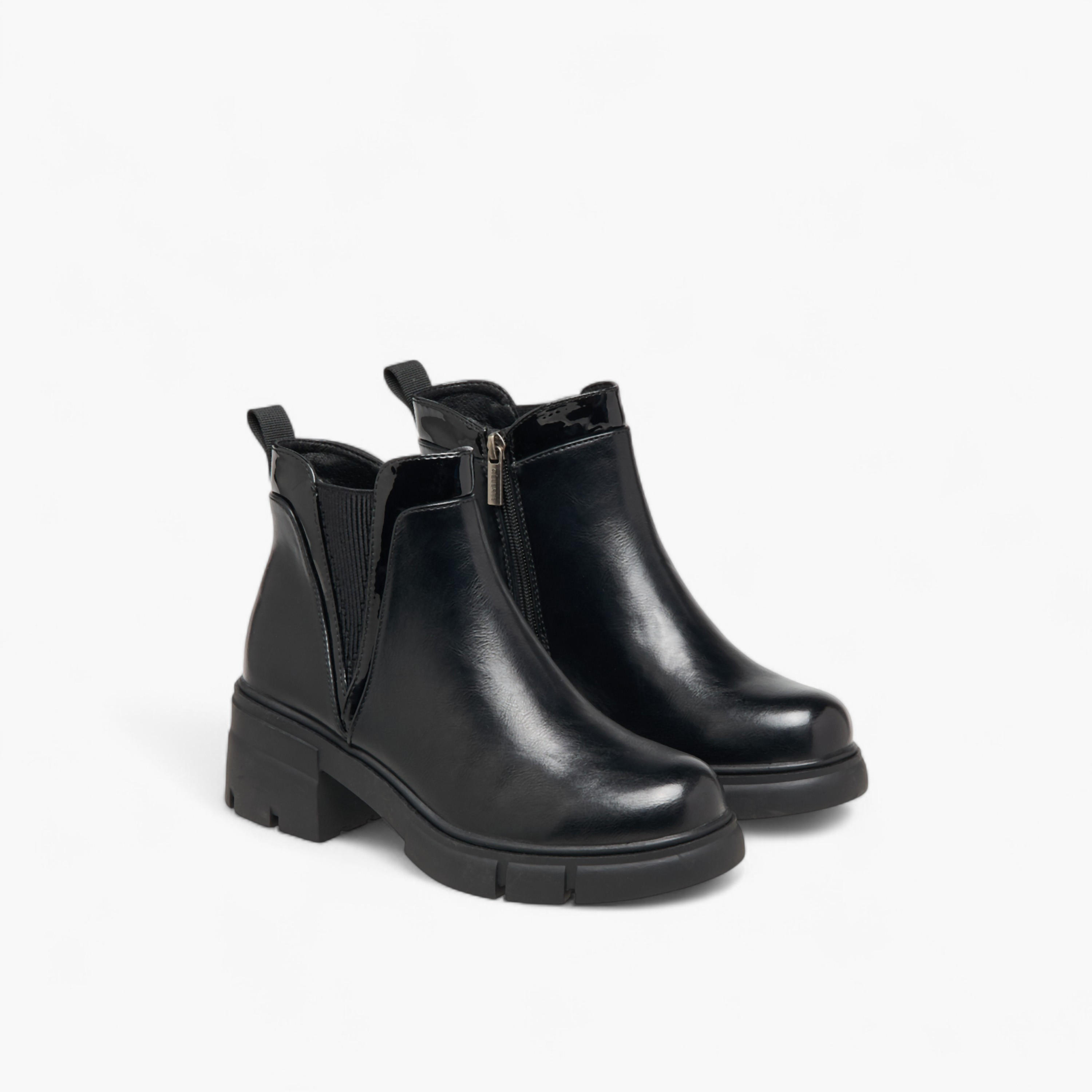 Celeste Women's Solid Ankle Boots with Zip Closure-women-shoes-boots-image-1