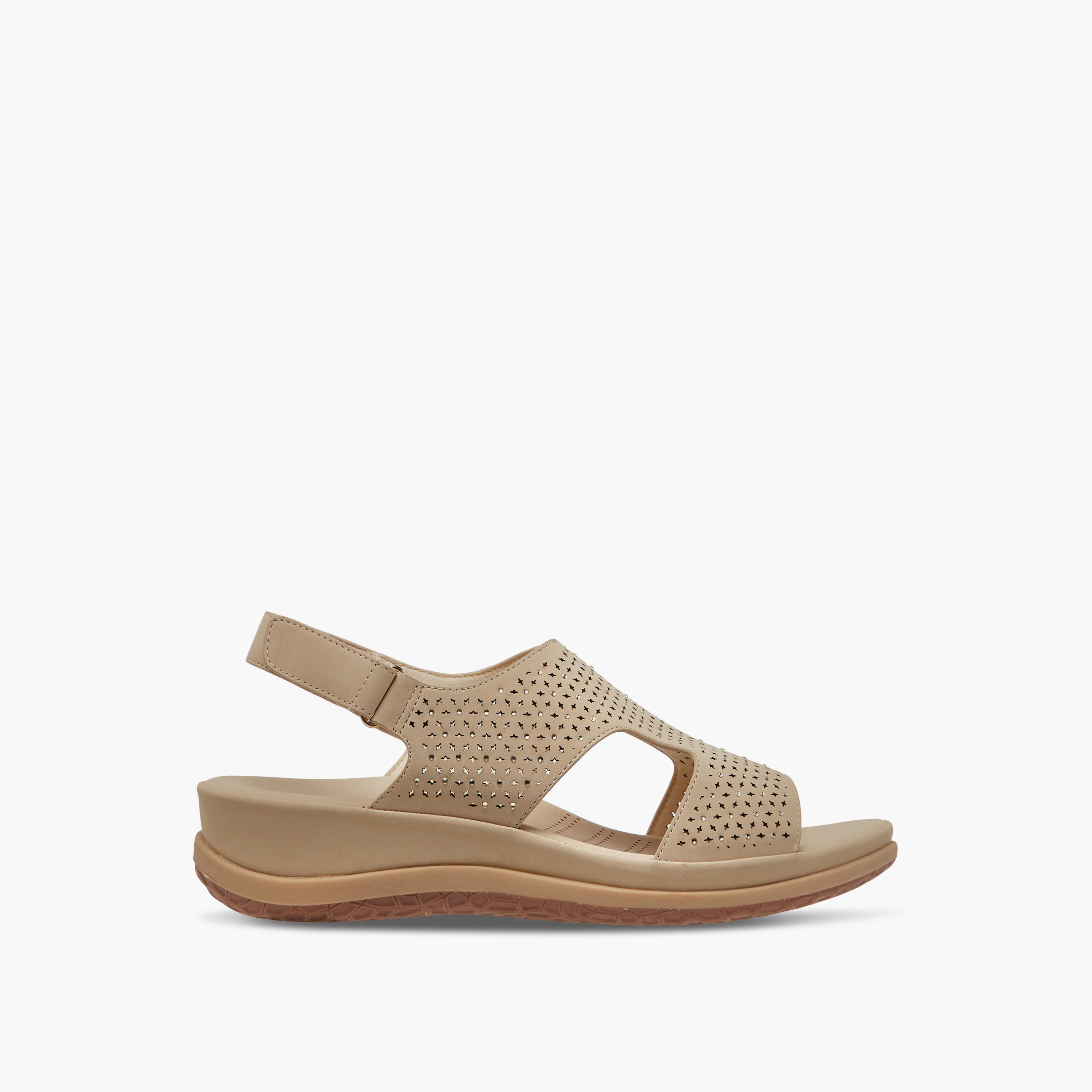 Le Confort Laser Cut Detail Comfort Sandals with Hook and Loop Closure-women-shoes-flats-sandals-image-3