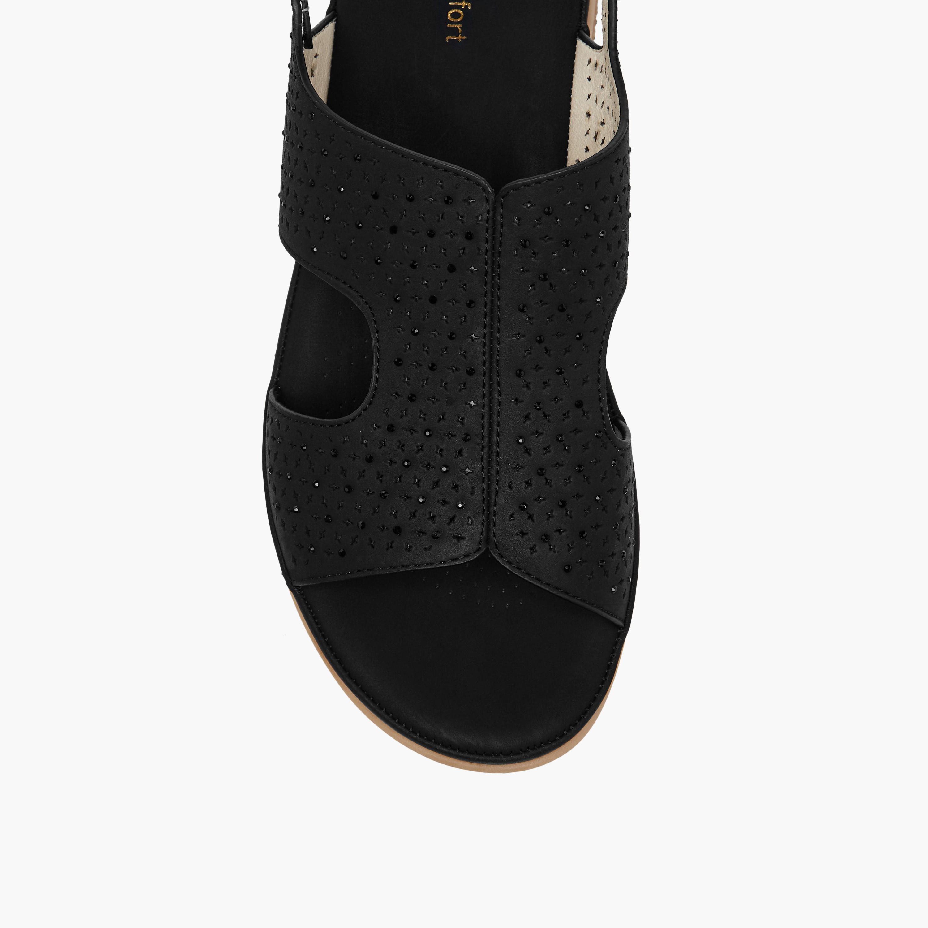 Le Confort Laser Cut Detail Comfort Sandals with Hook and Loop Closure-women-shoes-flats-sandals-image-4