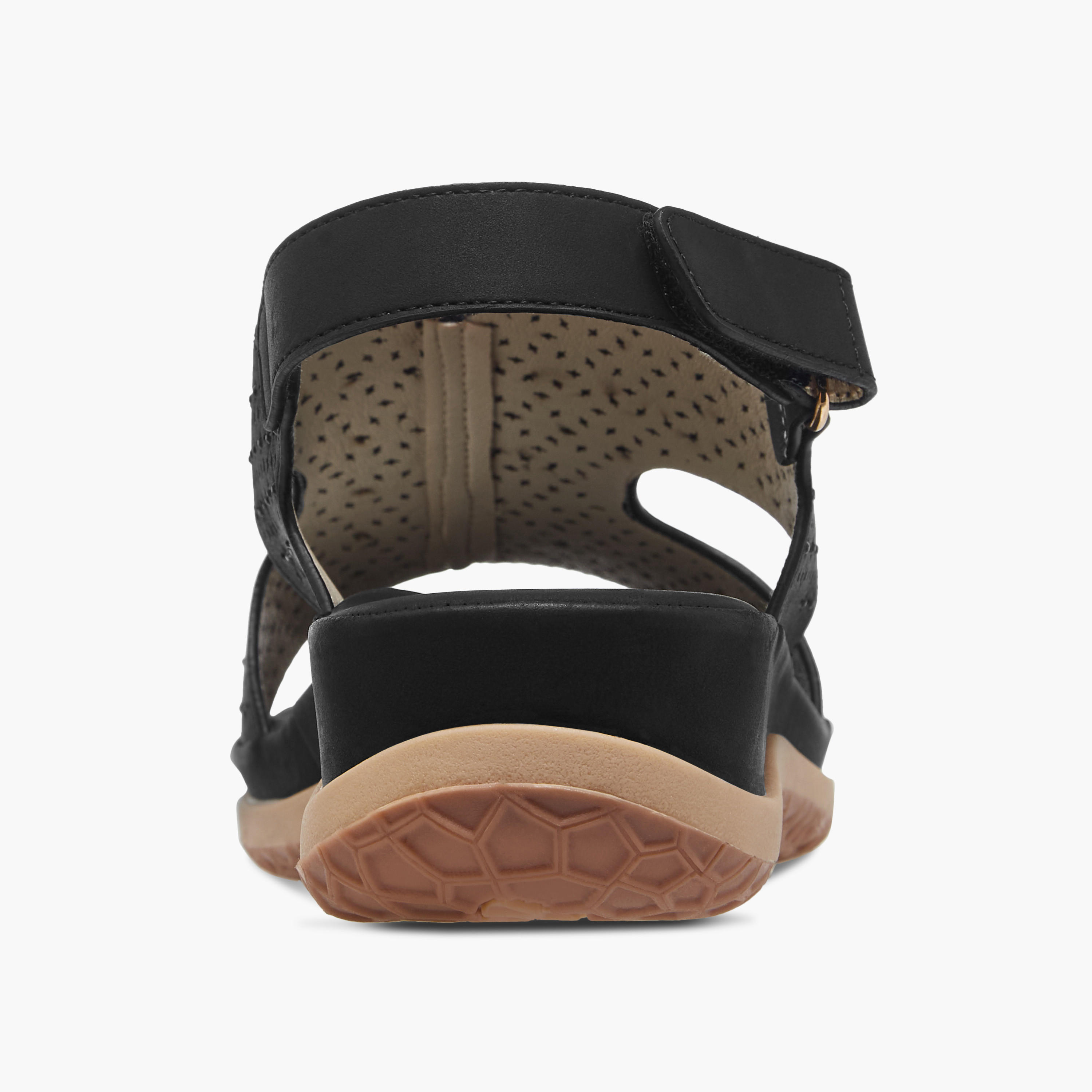 Le Confort Laser Cut Detail Comfort Sandals with Hook and Loop Closure-women-shoes-flats-sandals-image-5
