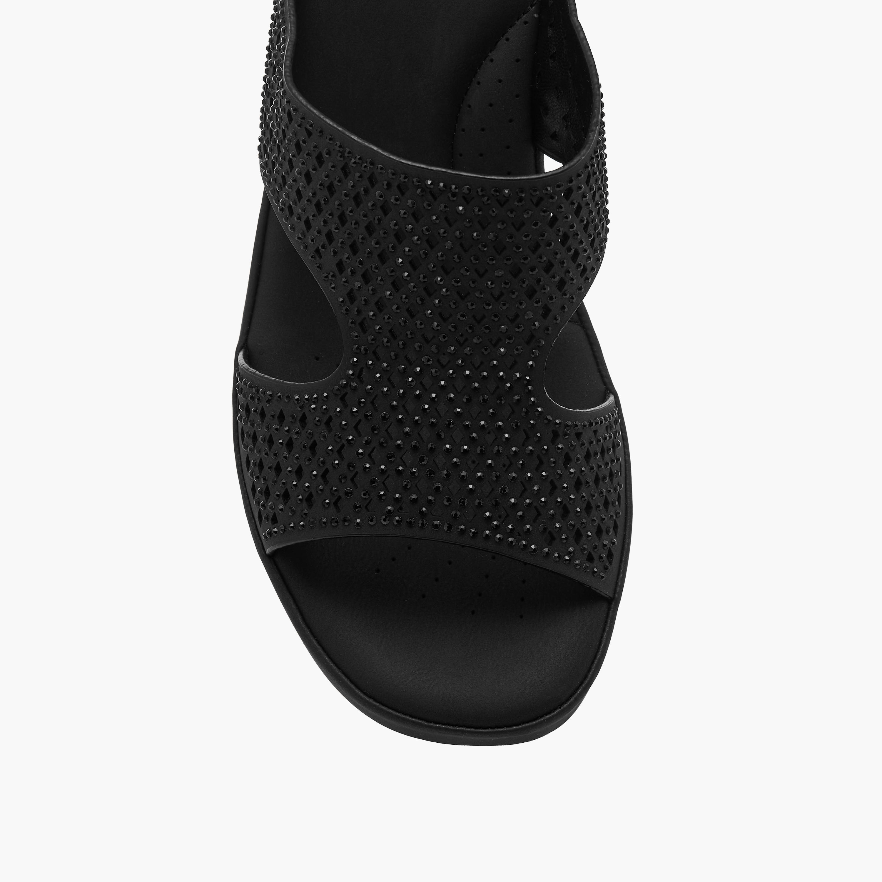 Le Confort Laser Cut Detail Slip-On Comfort Sandals with Block Heels-women-shoes-sandals-heeled-image-4