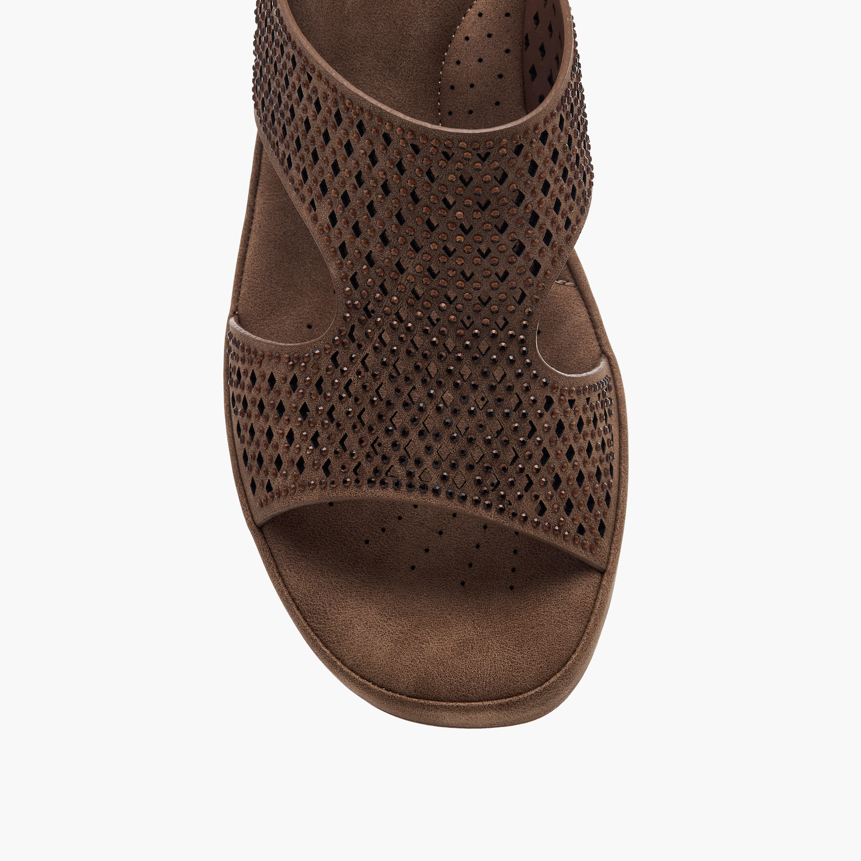 Le Confort Laser Cut Detail Slip-On Comfort Sandals with Block Heels-women-shoes-sandals-heeled-image-4
