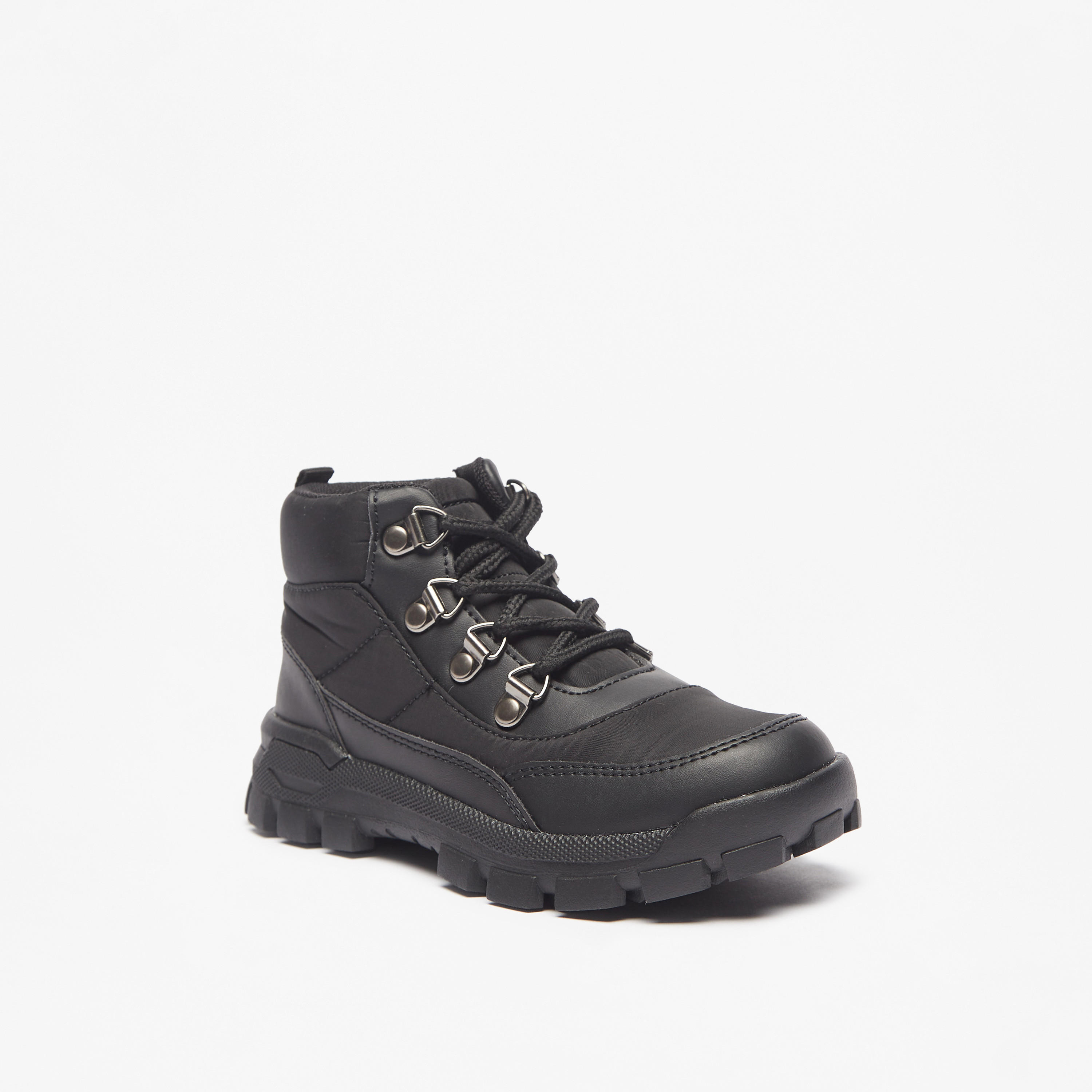 Juniors Textured High Cut Boots with Zip Closure-boys-shoes-boots-image-1