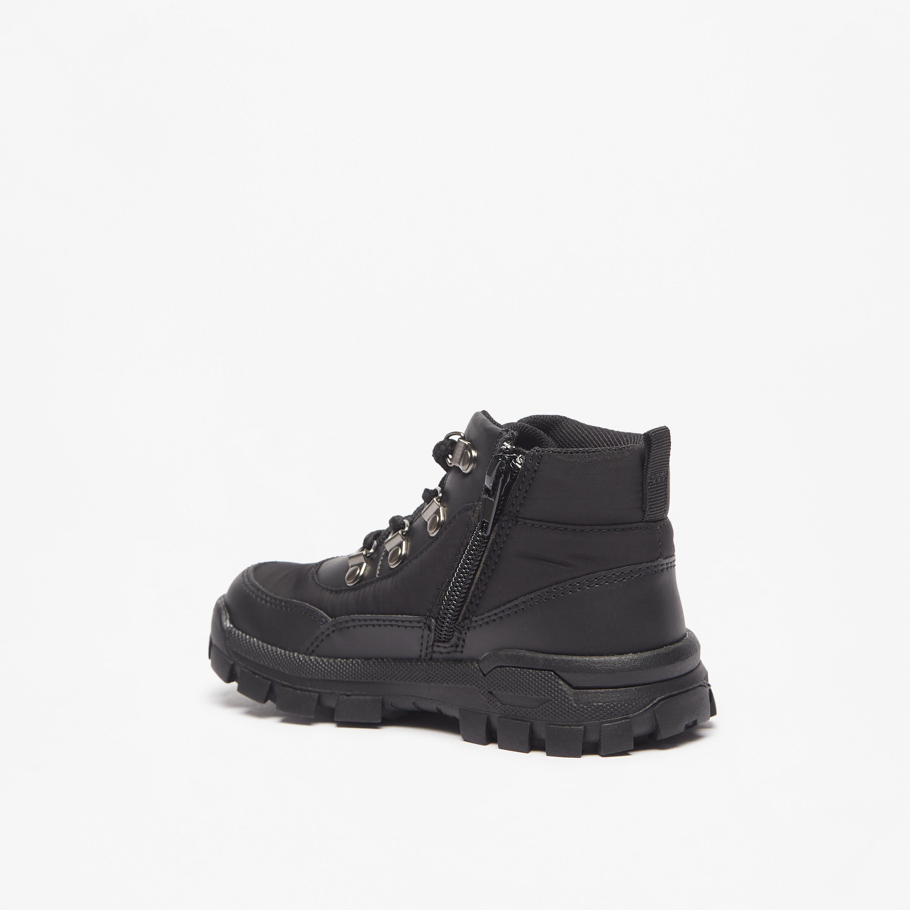 Juniors Textured High Cut Boots with Zip Closure-boys-shoes-boots-image-2