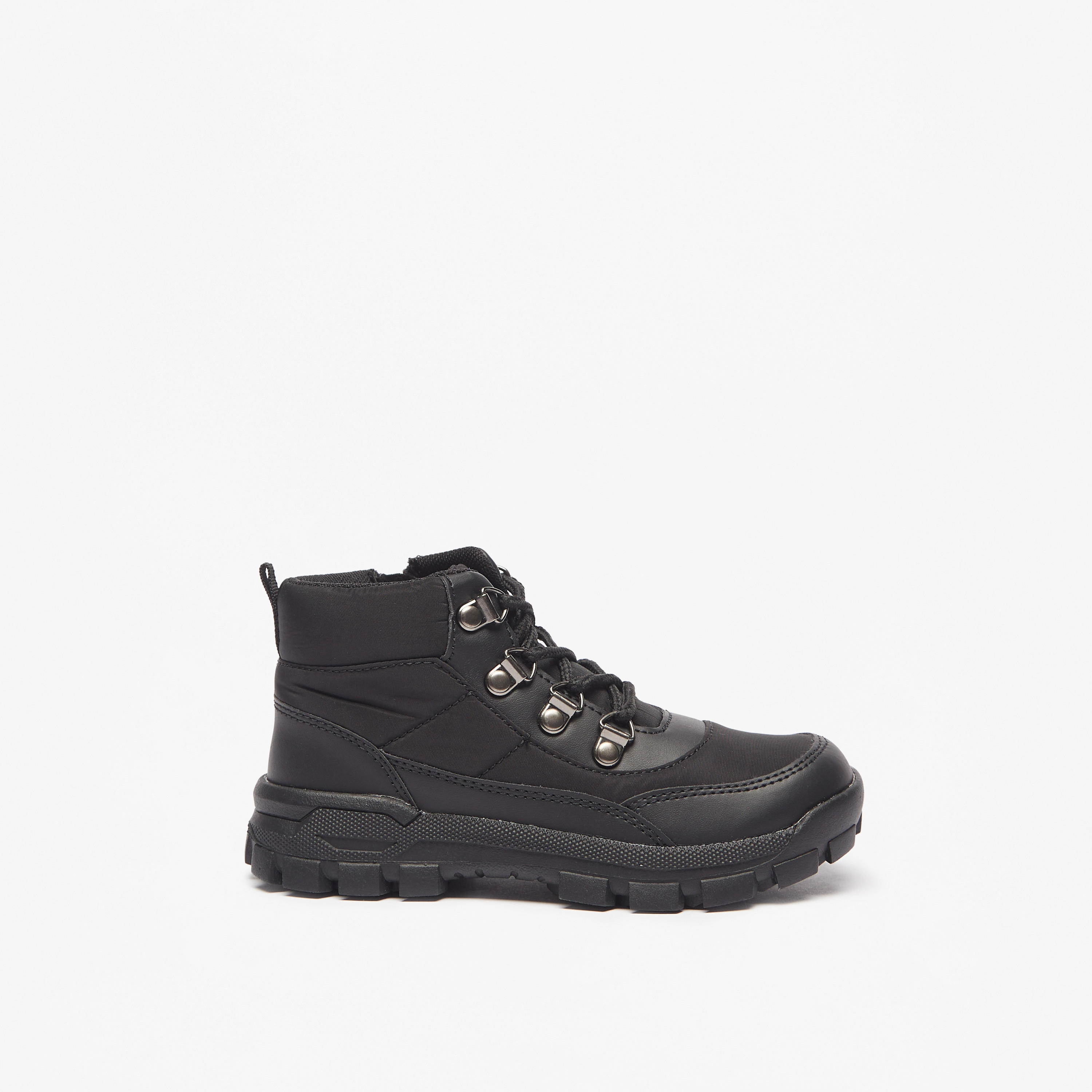 Juniors Textured High Cut Boots with Zip Closure-boys-shoes-boots-image-3