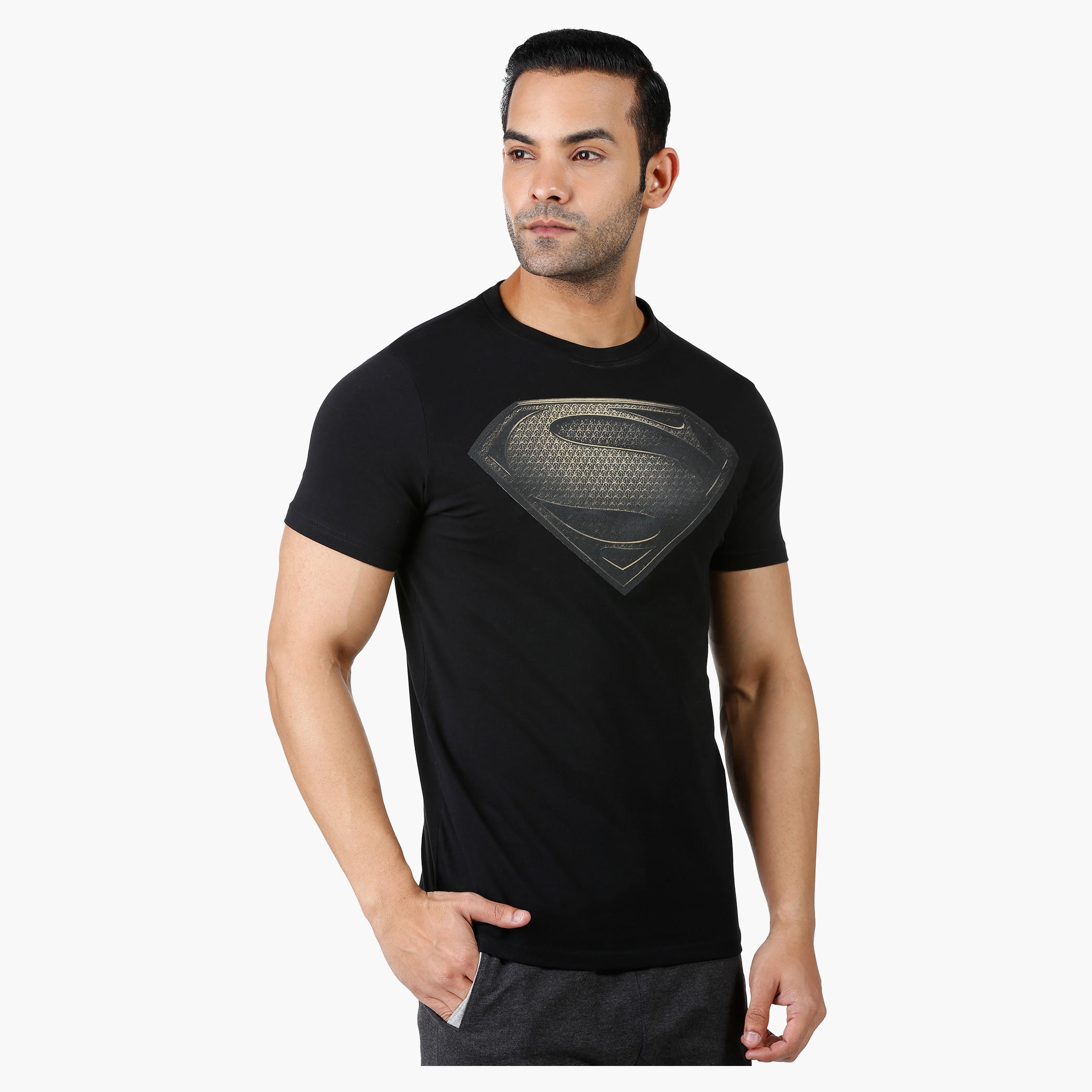Superman Print T-Shirt with Round Neck and Short Sleeves-men-clothing-tshirtsandpolos-tshirts-image-1