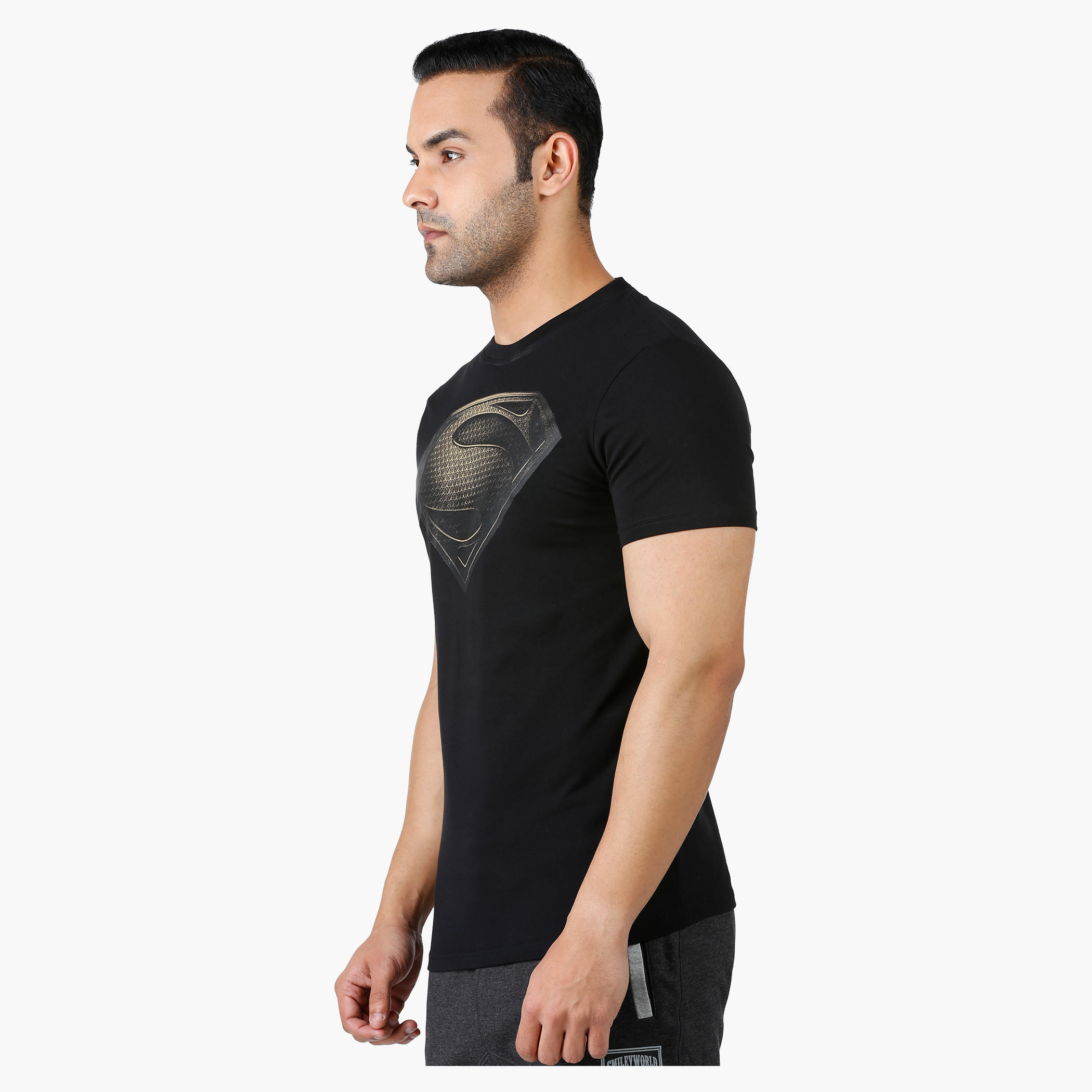 Superman Print T-Shirt with Round Neck and Short Sleeves-men-clothing-tshirtsandpolos-tshirts-image-3