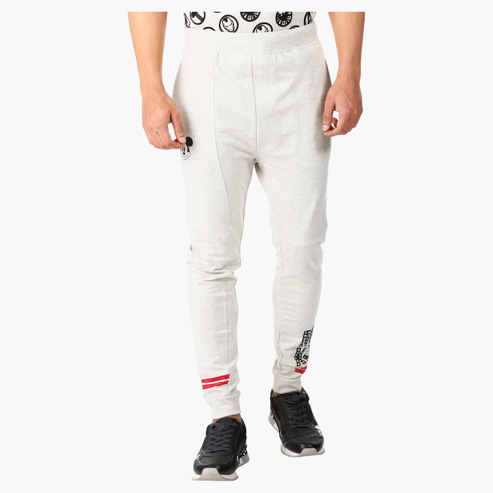Mickey Mouse Print Cotton Joggers in Regular Fit-men-clothing-bottoms-joggers-image-1