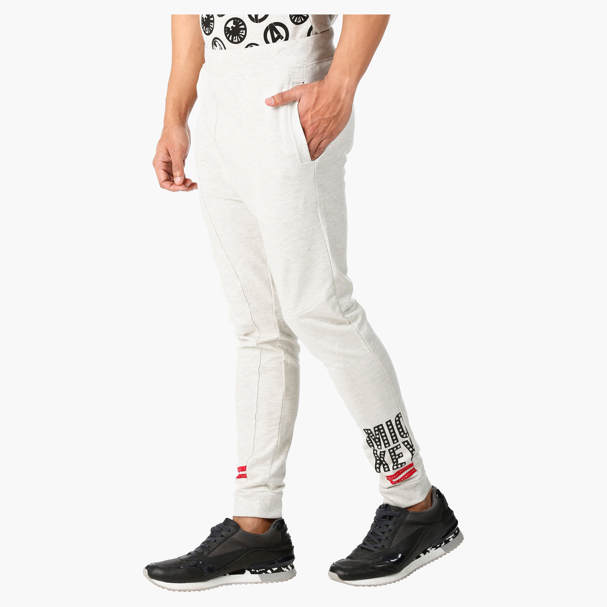 Mickey Mouse Print Cotton Joggers in Regular Fit-men-clothing-bottoms-joggers-image-3