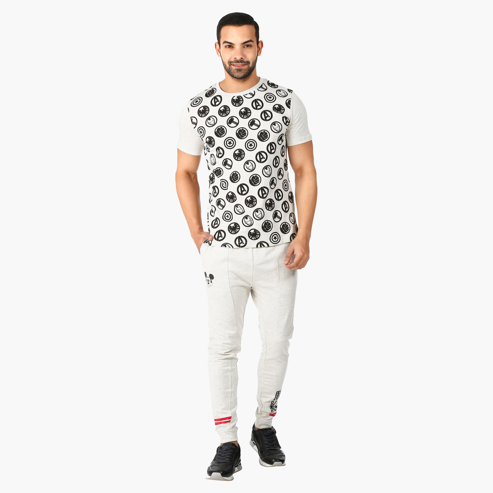 Mickey Mouse Print Cotton Joggers in Regular Fit-men-clothing-bottoms-joggers-image-5