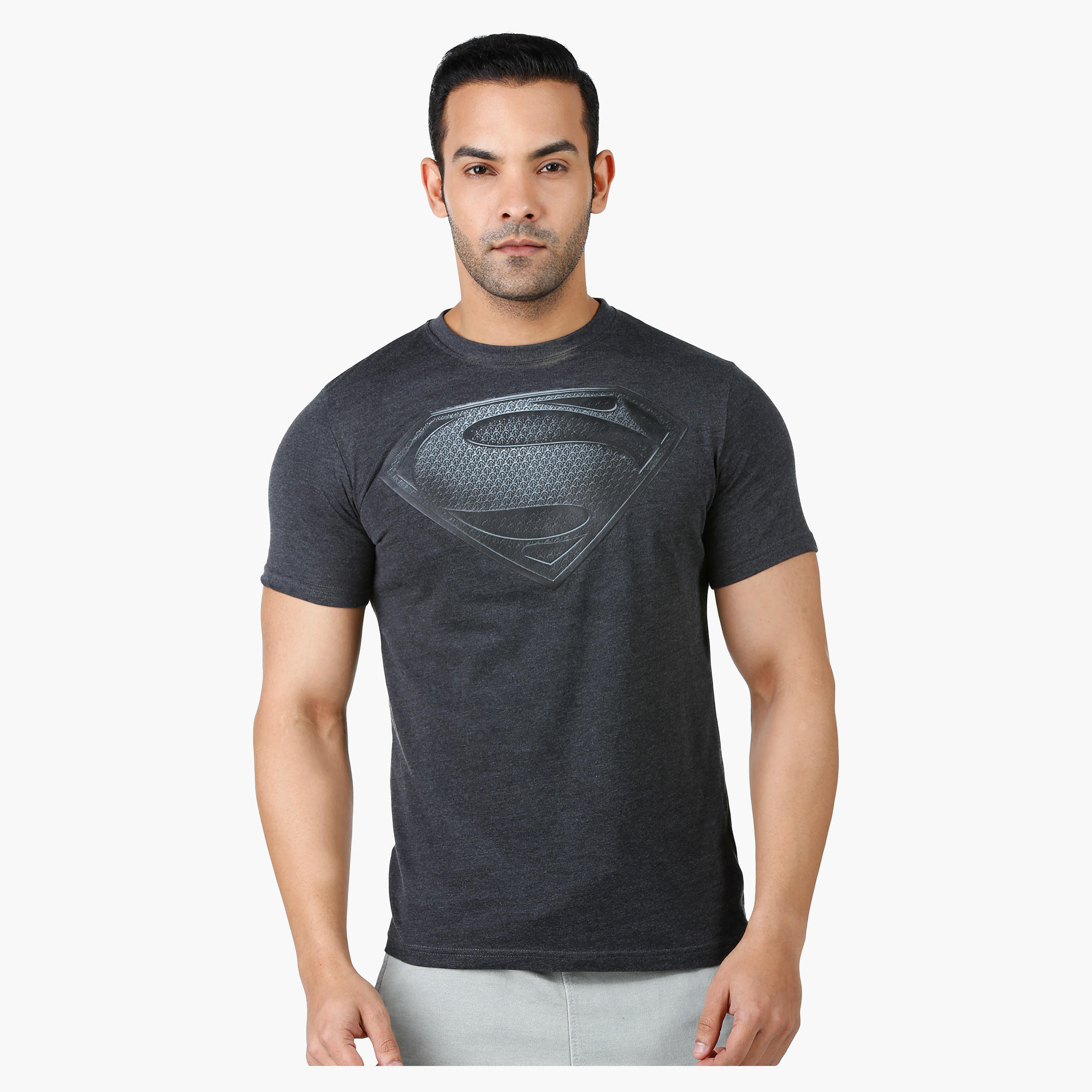 Superman Print T-Shirt with Round Neck and Short Sleeves-men-clothing-tshirtsandpolos-tshirts-image-1