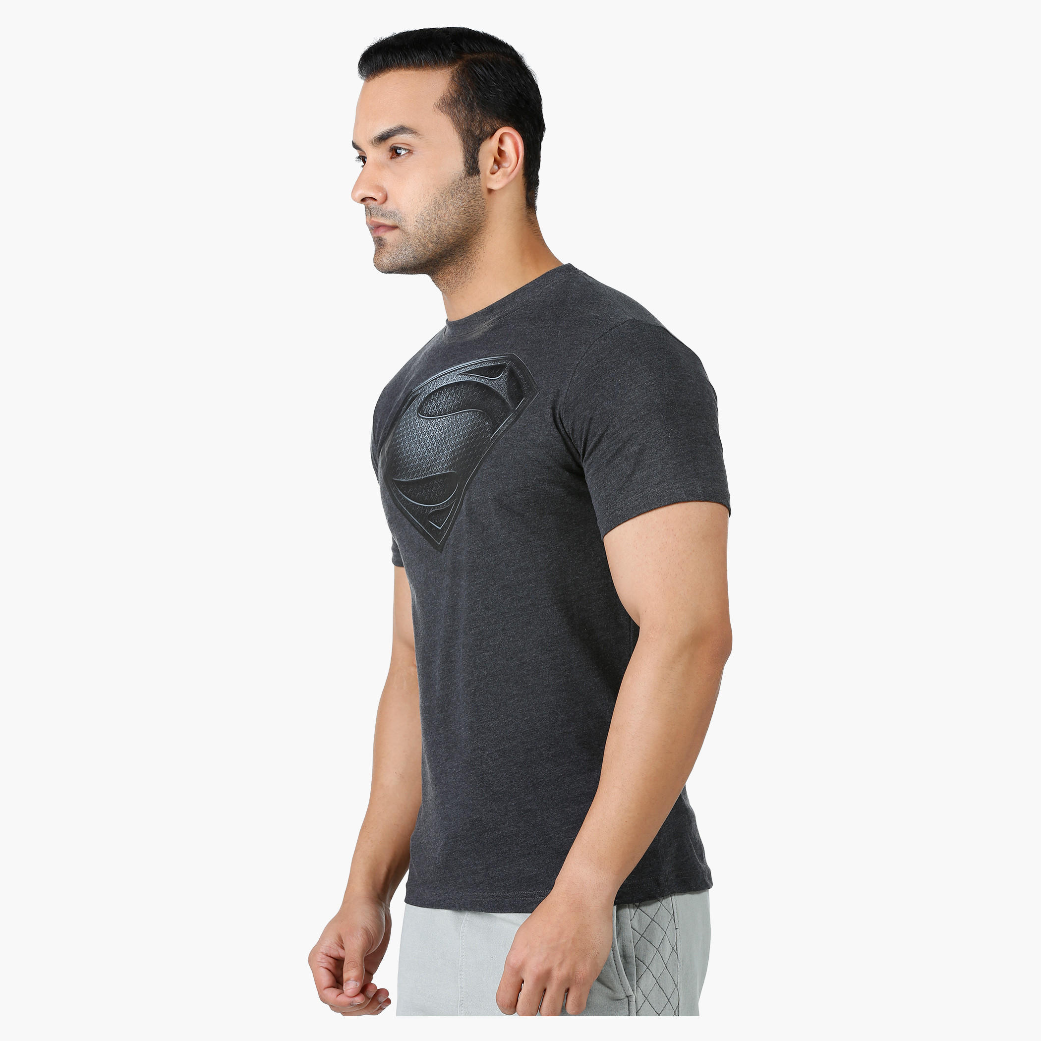 Superman Print T-Shirt with Round Neck and Short Sleeves-men-clothing-tshirtsandpolos-tshirts-image-3