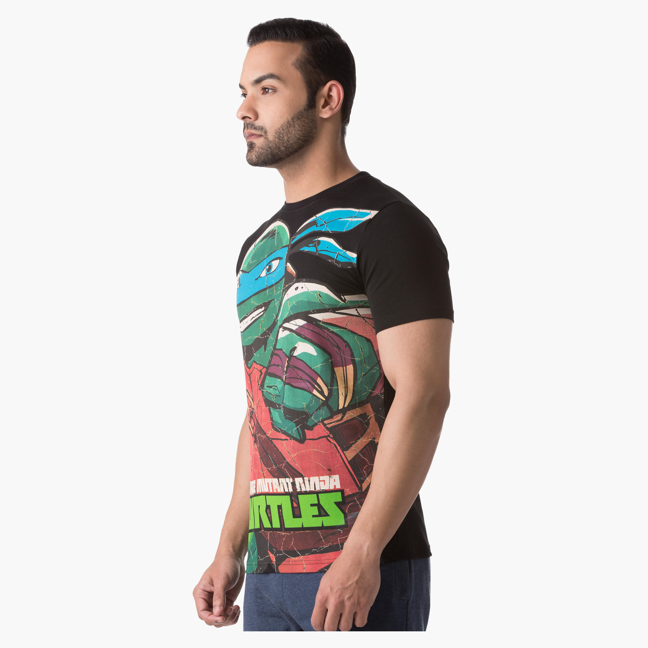 Teenage Mutant Ninja Turtle Print T-Shirt with Round Neck and Half Sleeves in Regular Fit-men-clothing-tshirtsandpolos-tshirts-image-3