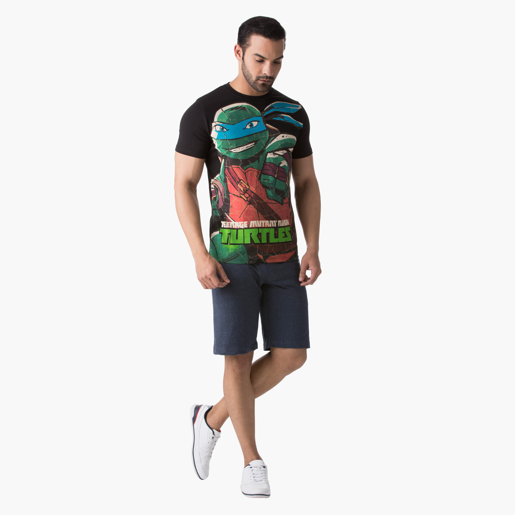 Teenage Mutant Ninja Turtle Print T-Shirt with Round Neck and Half Sleeves in Regular Fit-men-clothing-tshirtsandpolos-tshirts-image-5