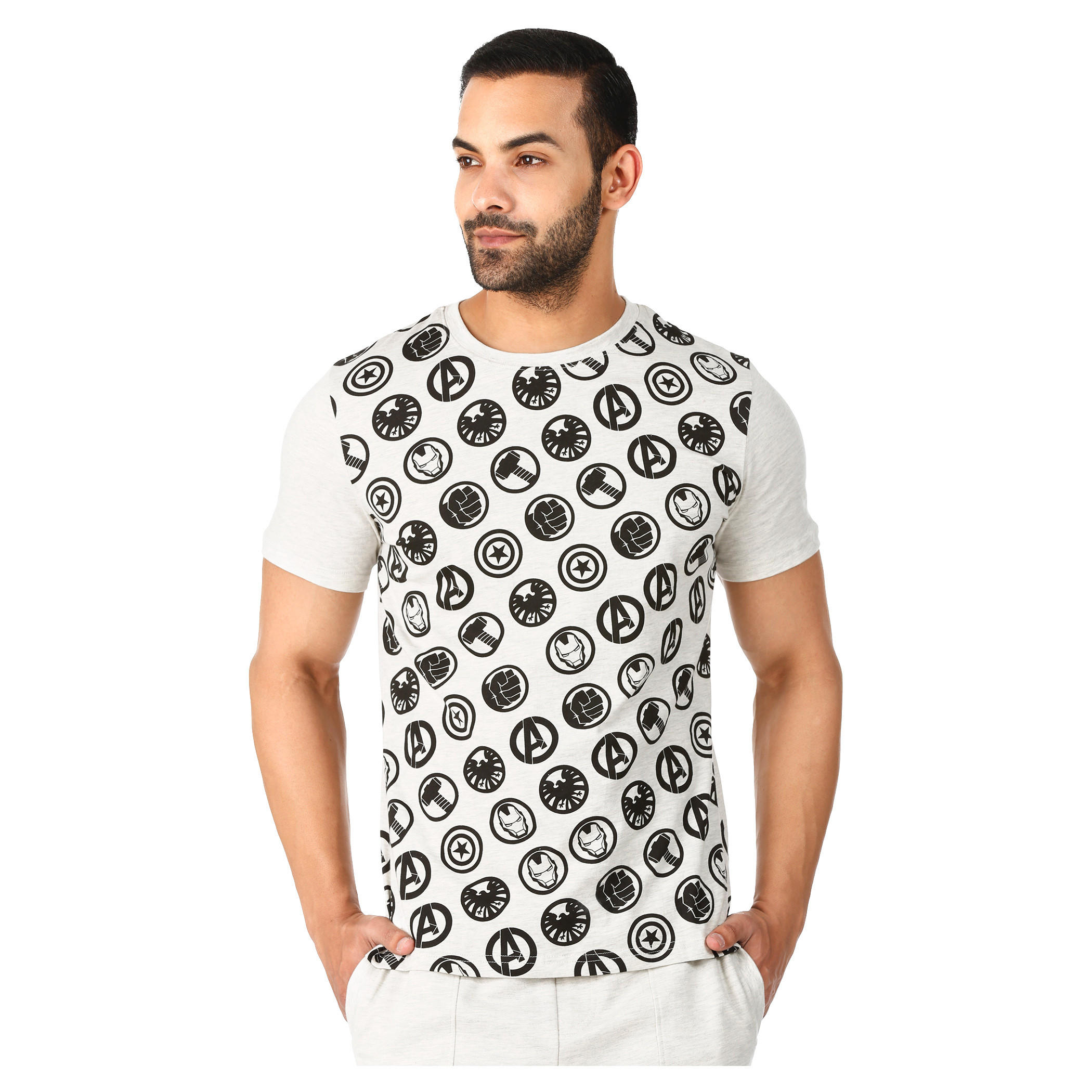 Avengers Print Round Neck T-Shirt with Half Sleeves in Regular Fit-men-clothing-tshirtsandpolos-tshirts-image-1
