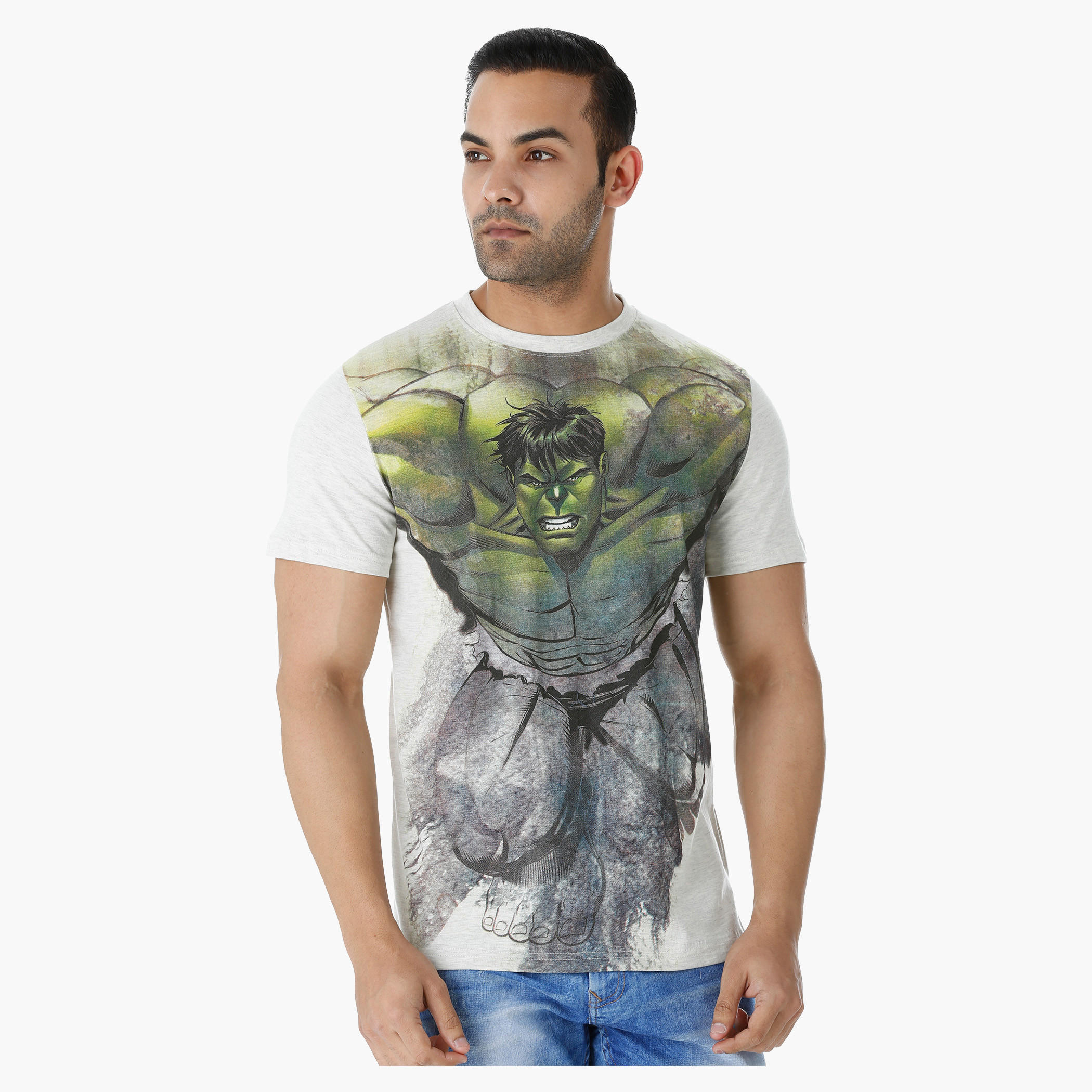 Hulk Printed T-shirt with Crew Neck and Short Sleeves-men-clothing-tshirtsandpolos-tshirts-image-1
