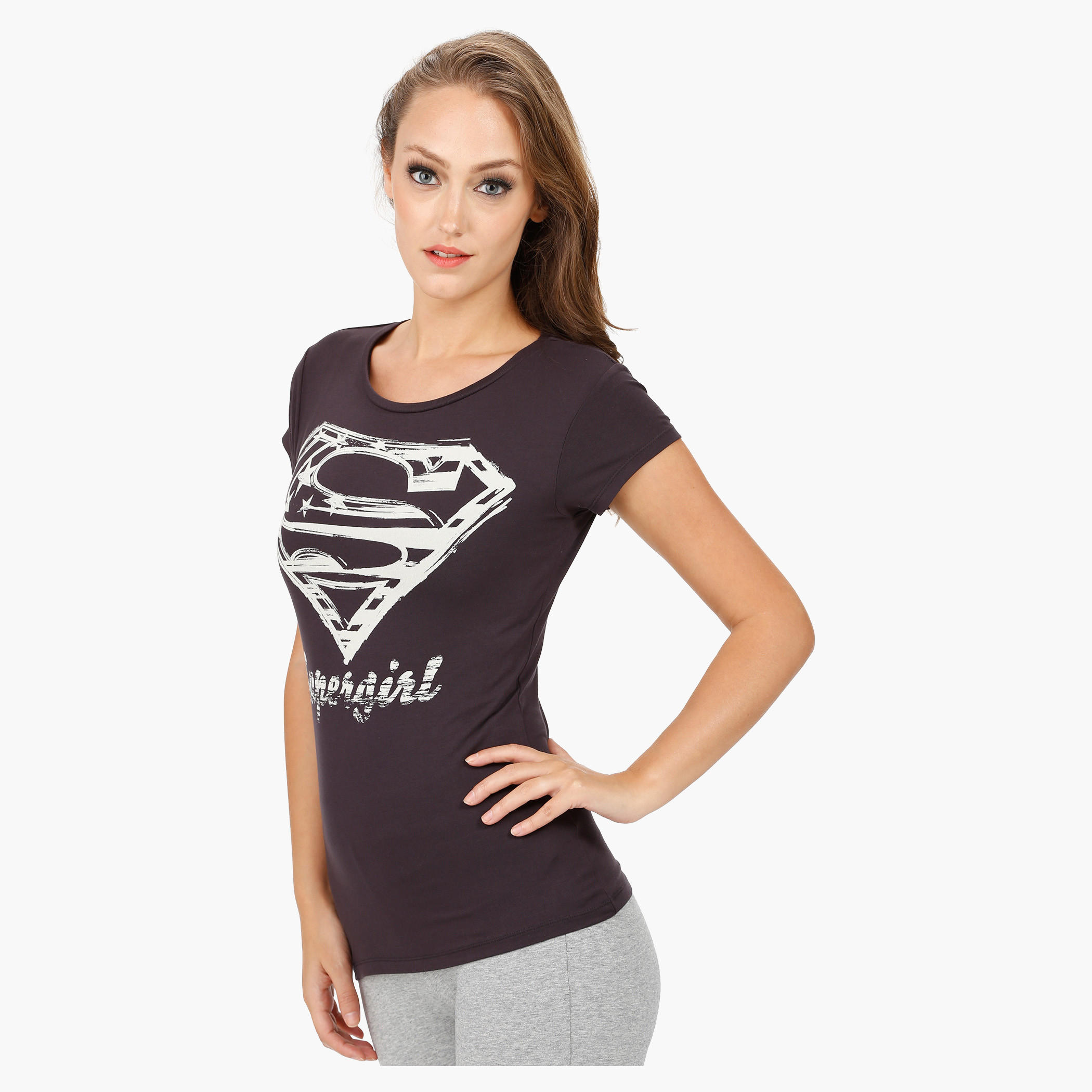 Superman Print T-Shirt with Half Sleeves-women-clothing-tshirts-image-3
