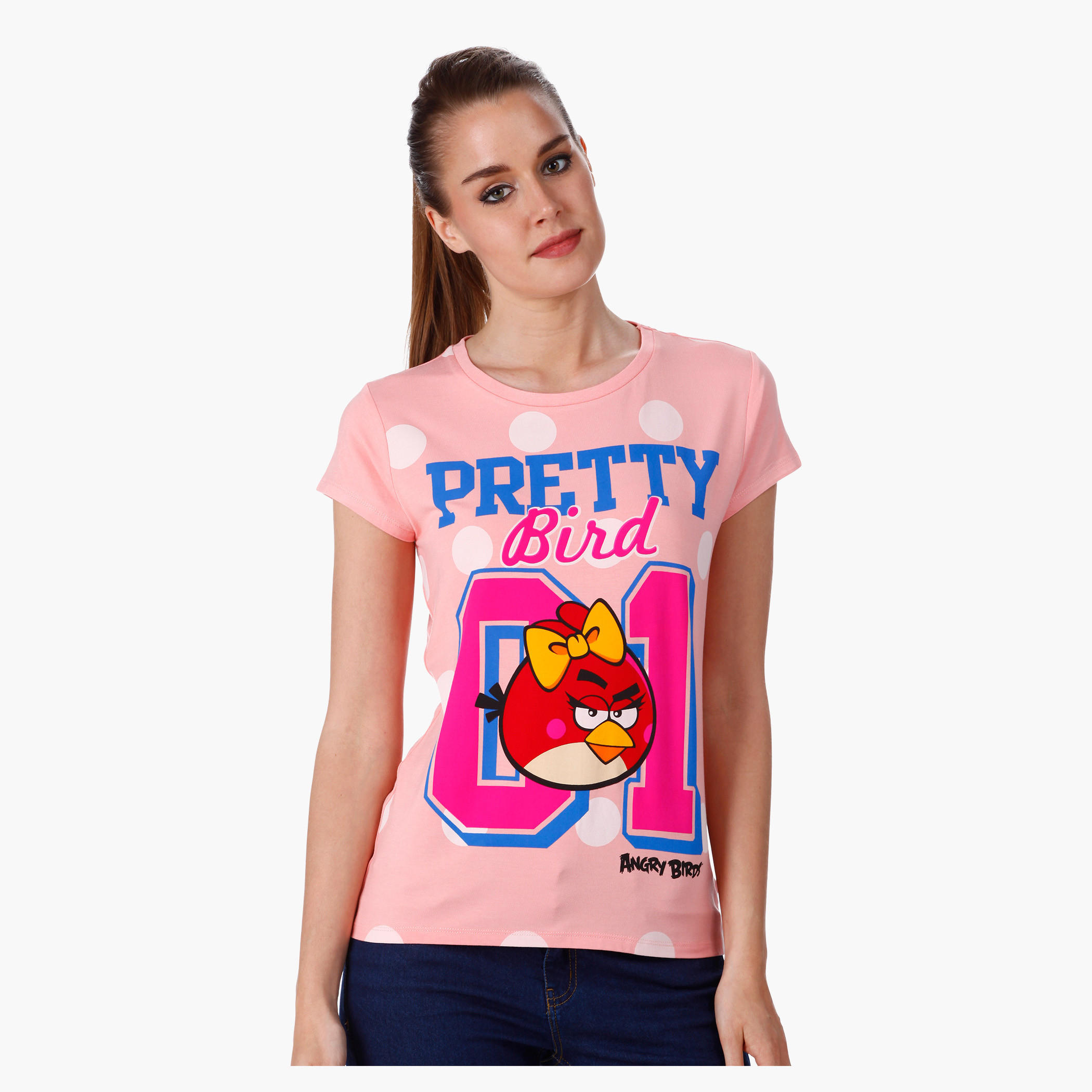 Angry Birds Printed T-Shirt with Half Sleeves in Regular Fit-women-clothing-tshirts-image-1