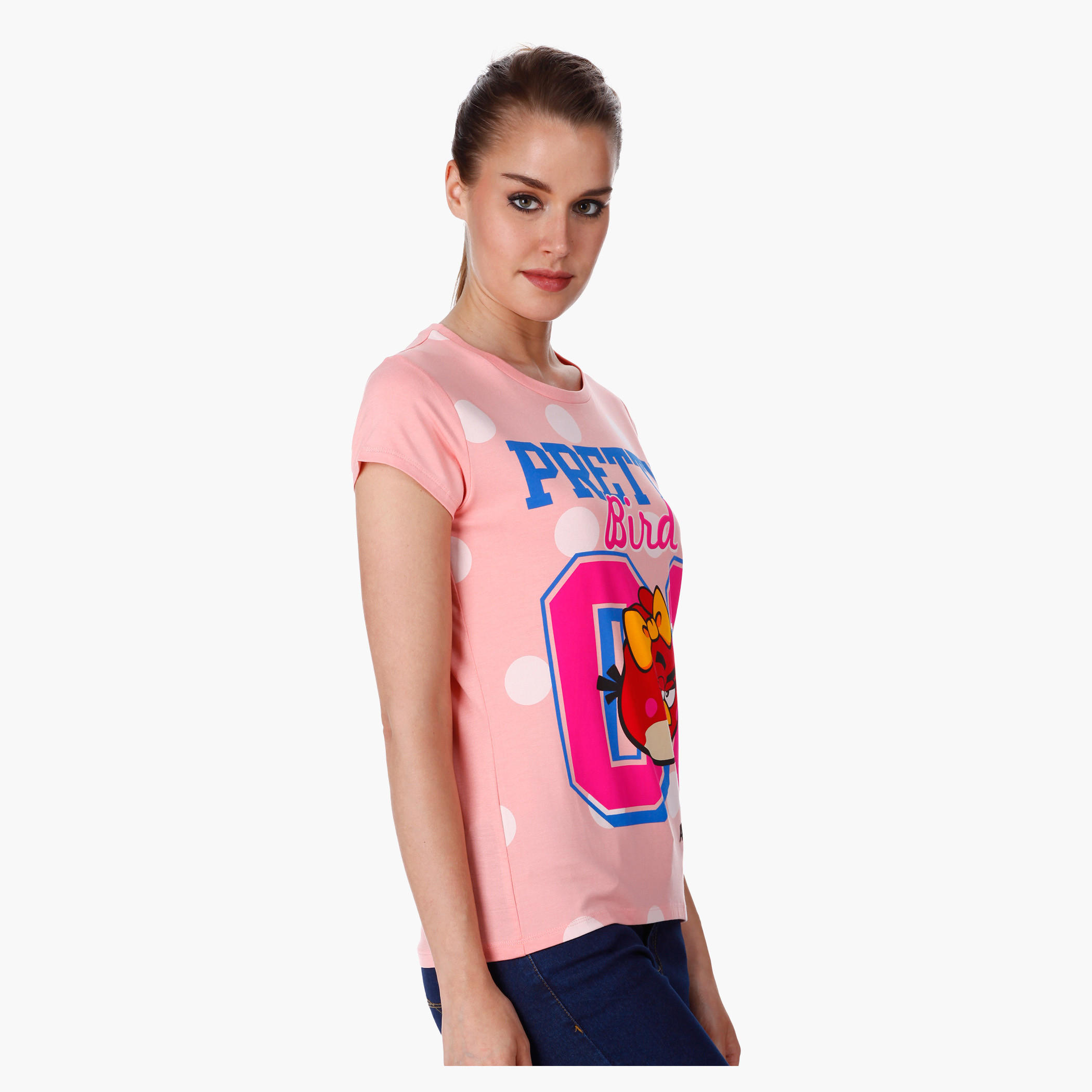 Angry Birds Printed T-Shirt with Half Sleeves in Regular Fit-women-clothing-tshirts-image-3