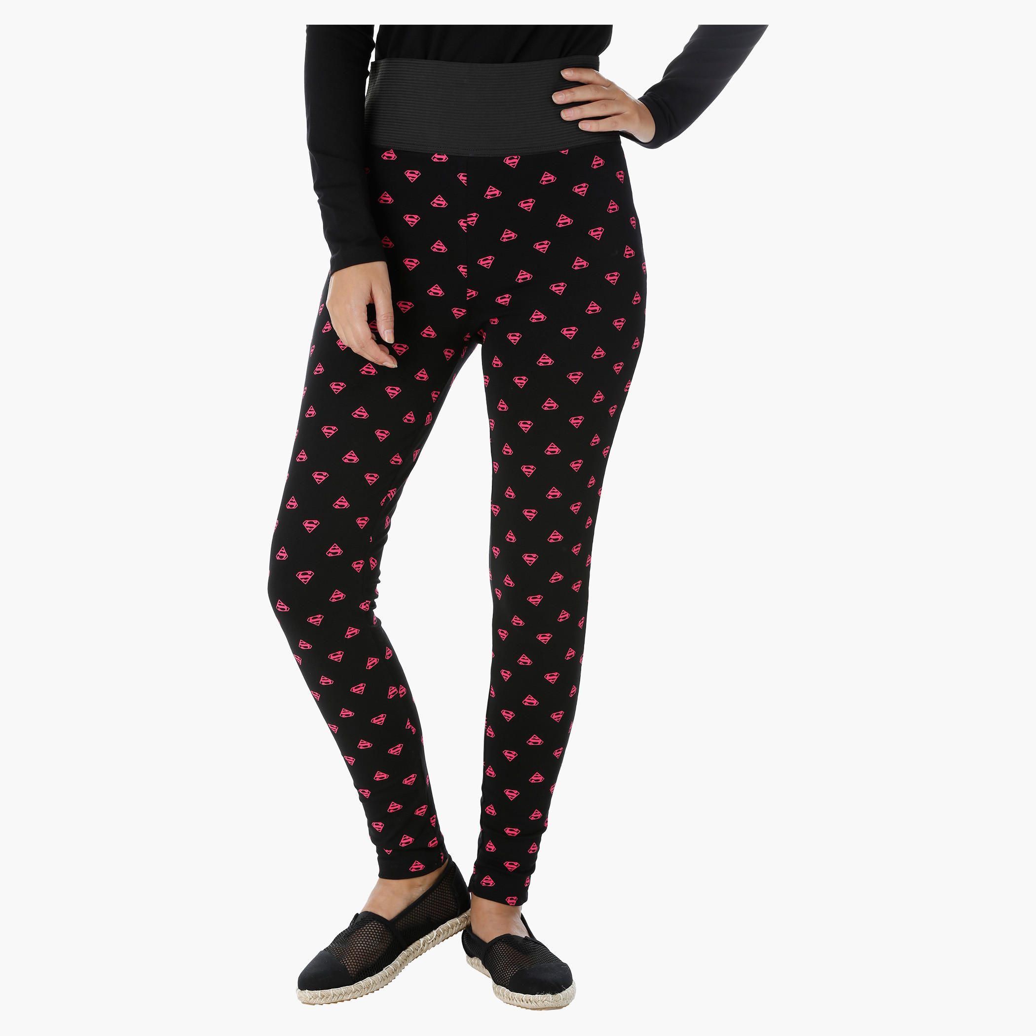 Superman Printed Pants with Elastic Waistband-women-clothing-bottoms-leggings-image-1