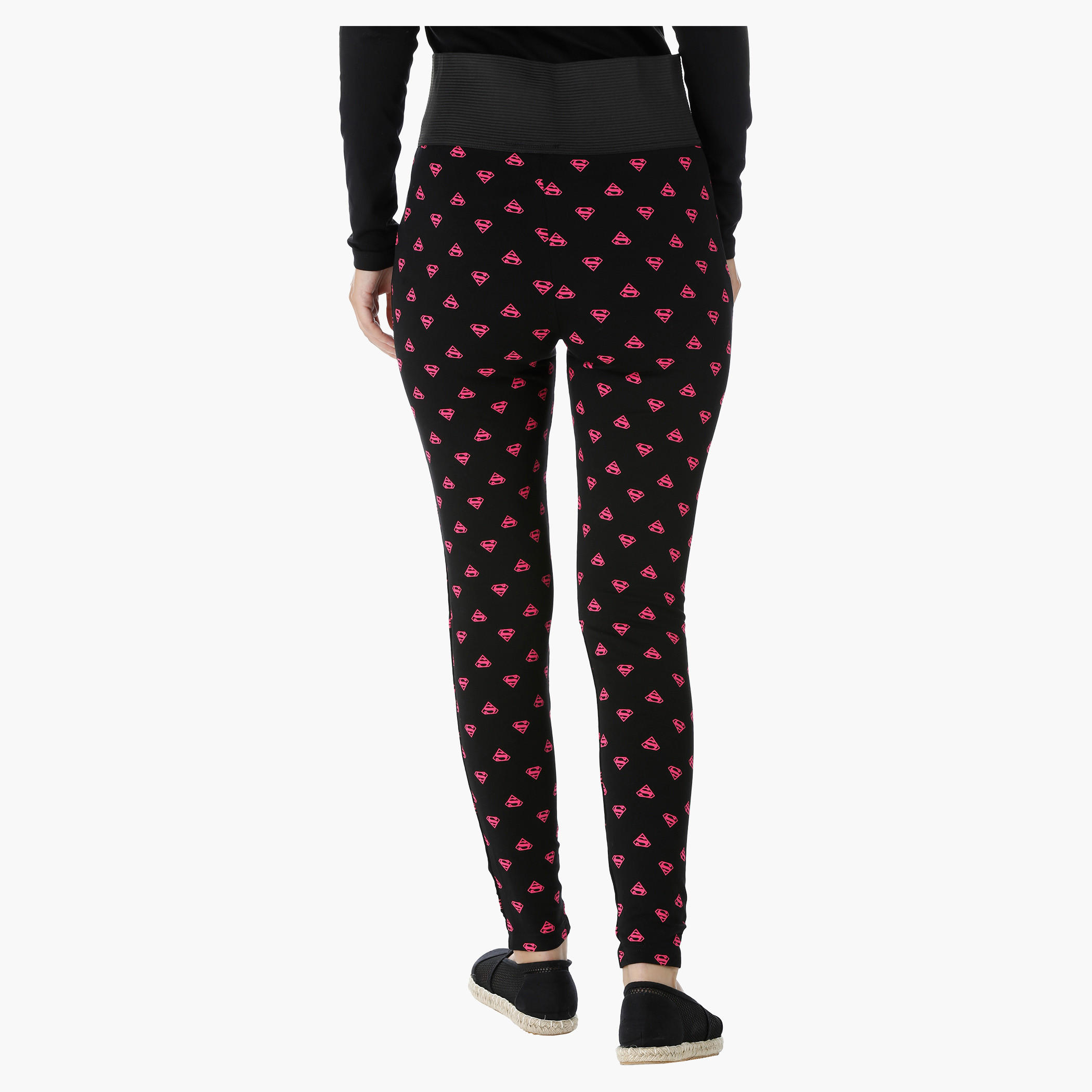 Superman Printed Pants with Elastic Waistband-women-clothing-bottoms-leggings-image-2